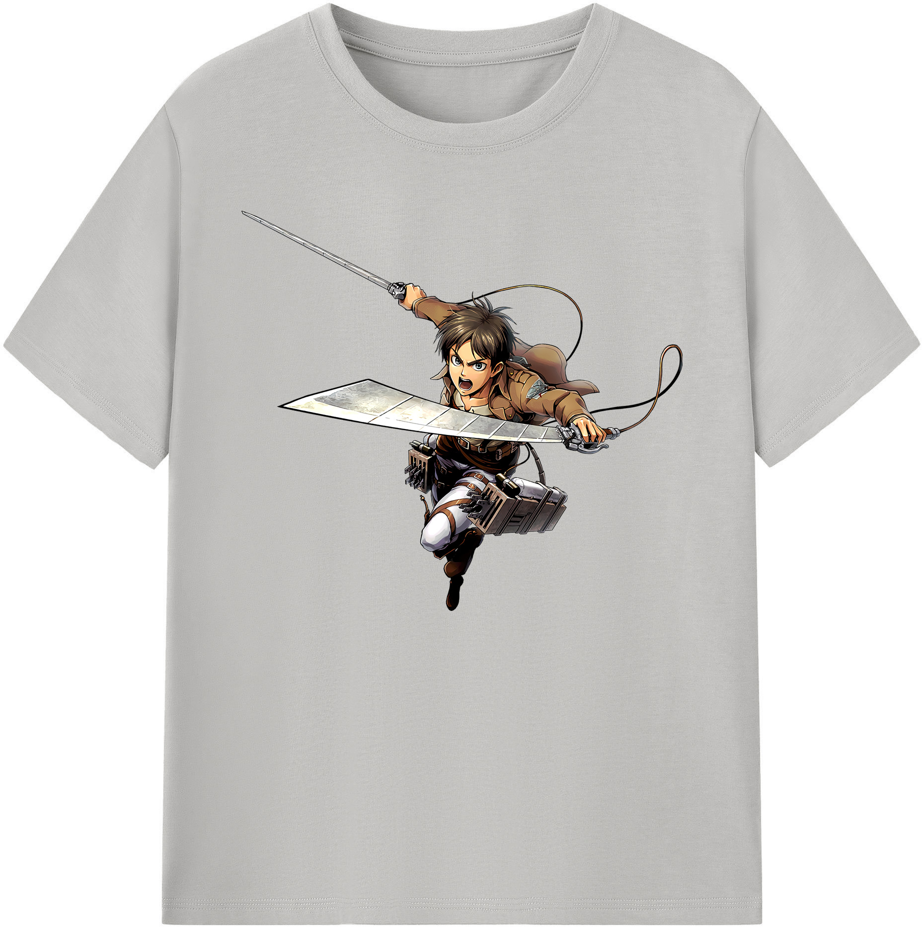 （画像用） 進撃の巨人 エレン･イェーガー Attack on Titan Eren Jäger 綿100％ メンズ半袖Tシャツ｜肌触りやわらか＆通気性