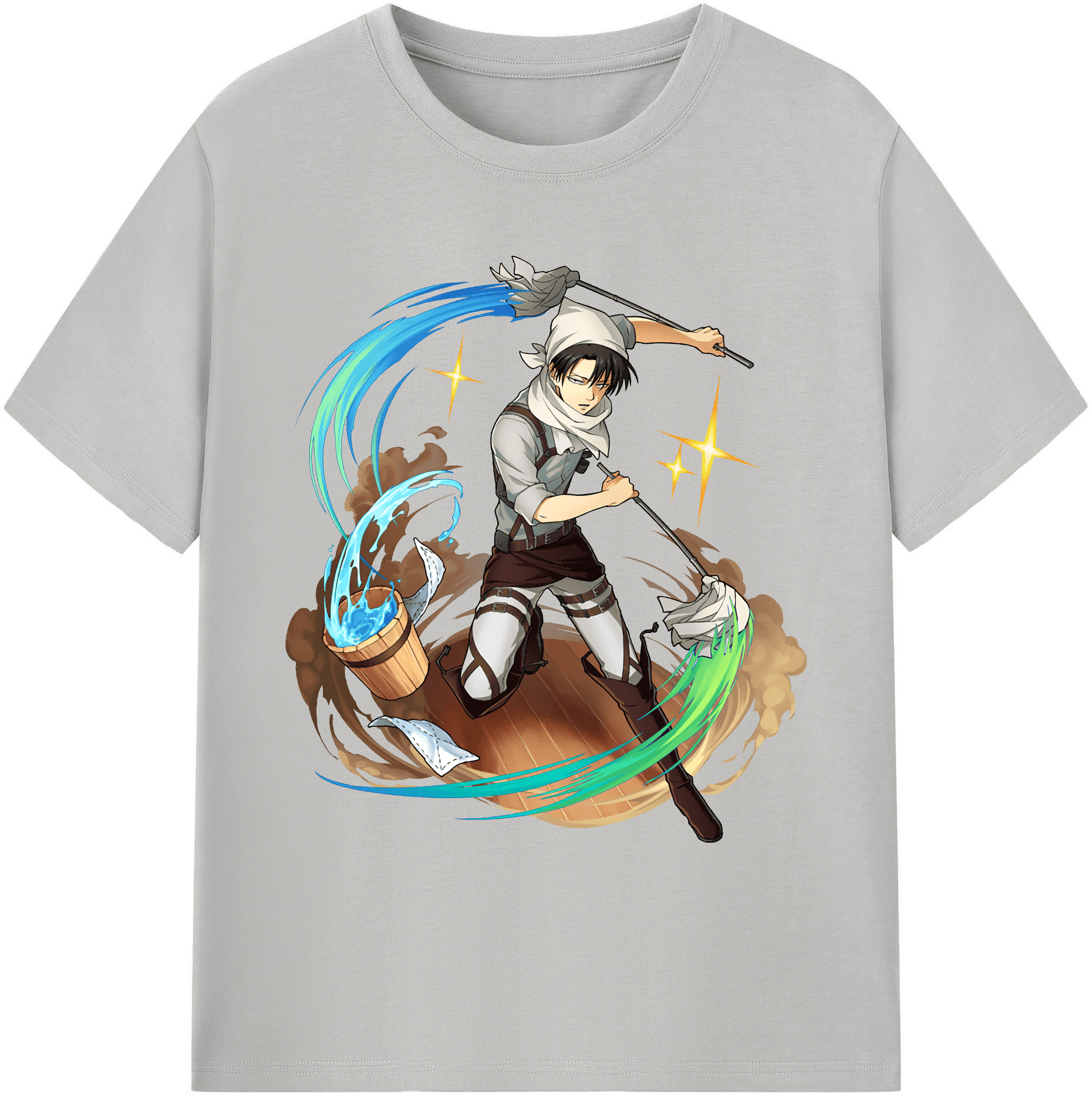 （画像用） 進撃の巨人 リヴァイ·アッカーマン Attack on Titan Levi Ackerman 綿100％ メンズ半袖Tシャツ｜肌触りやわらか＆通気性