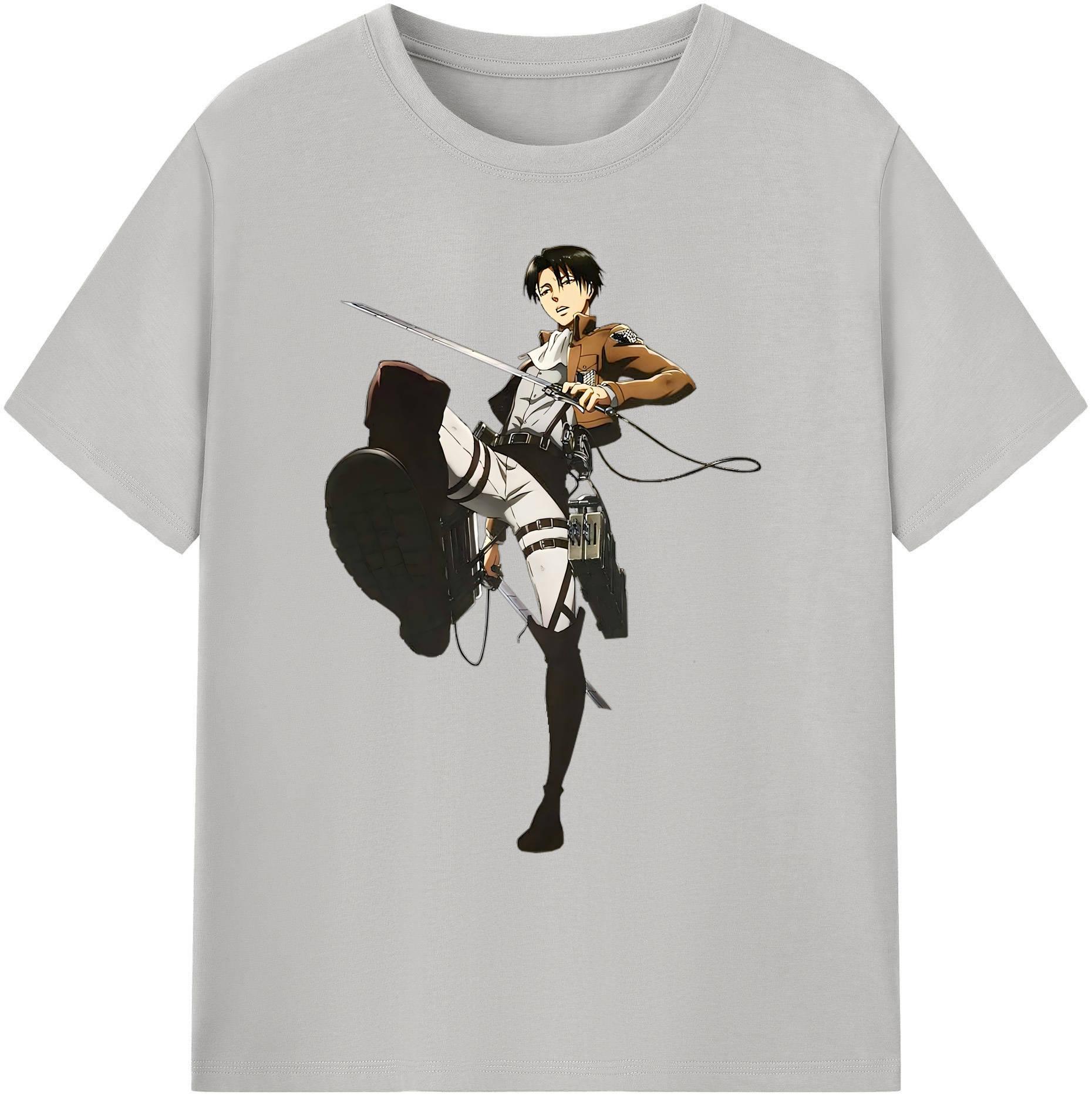 （画像用） 進撃の巨人 リヴァイ·アッカーマン Attack on Titan Levi Ackerman 綿100％ メンズ半袖Tシャツ｜肌触りやわらか＆通気性