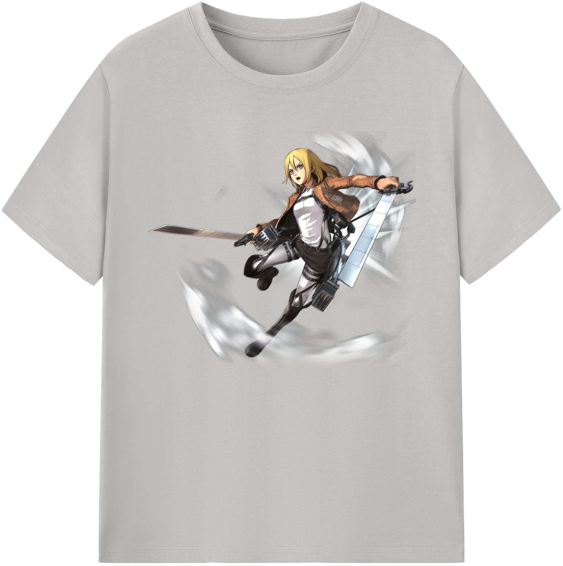 （画像用） 進撃の巨人 クリスタ·レンズ Attack on Titan Christa Lenz 綿100％ メンズ半袖Tシャツ｜肌触りやわらか＆通気性