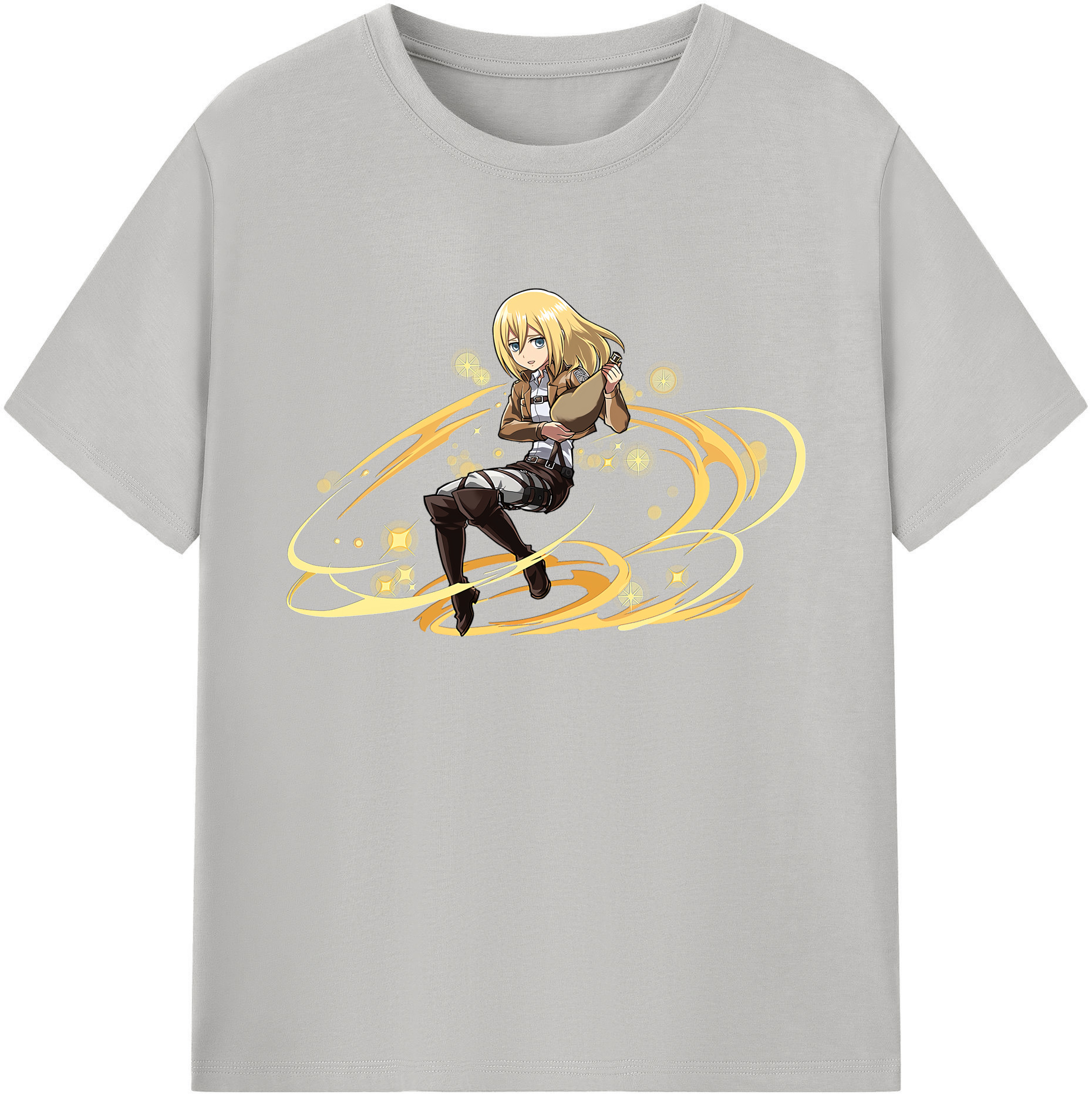 （画像用） 進撃の巨人 クリスタ·レンズ Attack on Titan Christa Lenz 綿100％ メンズ半袖Tシャツ｜肌触りやわらか＆通気性