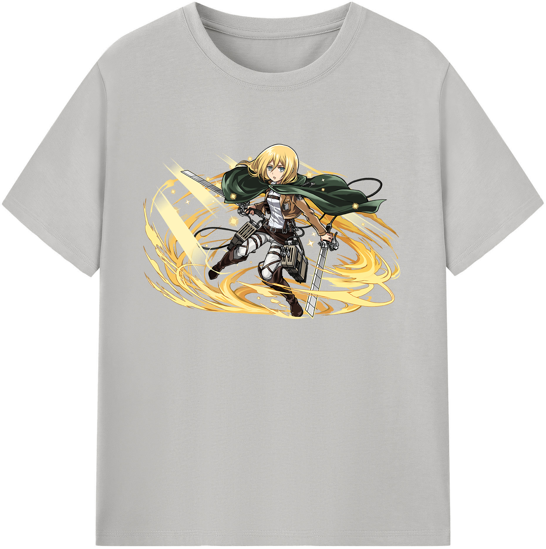 （画像用） 進撃の巨人 クリスタ·レンズ Attack on Titan Christa Lenz 綿100％ メンズ半袖Tシャツ｜肌触りやわらか＆通気性