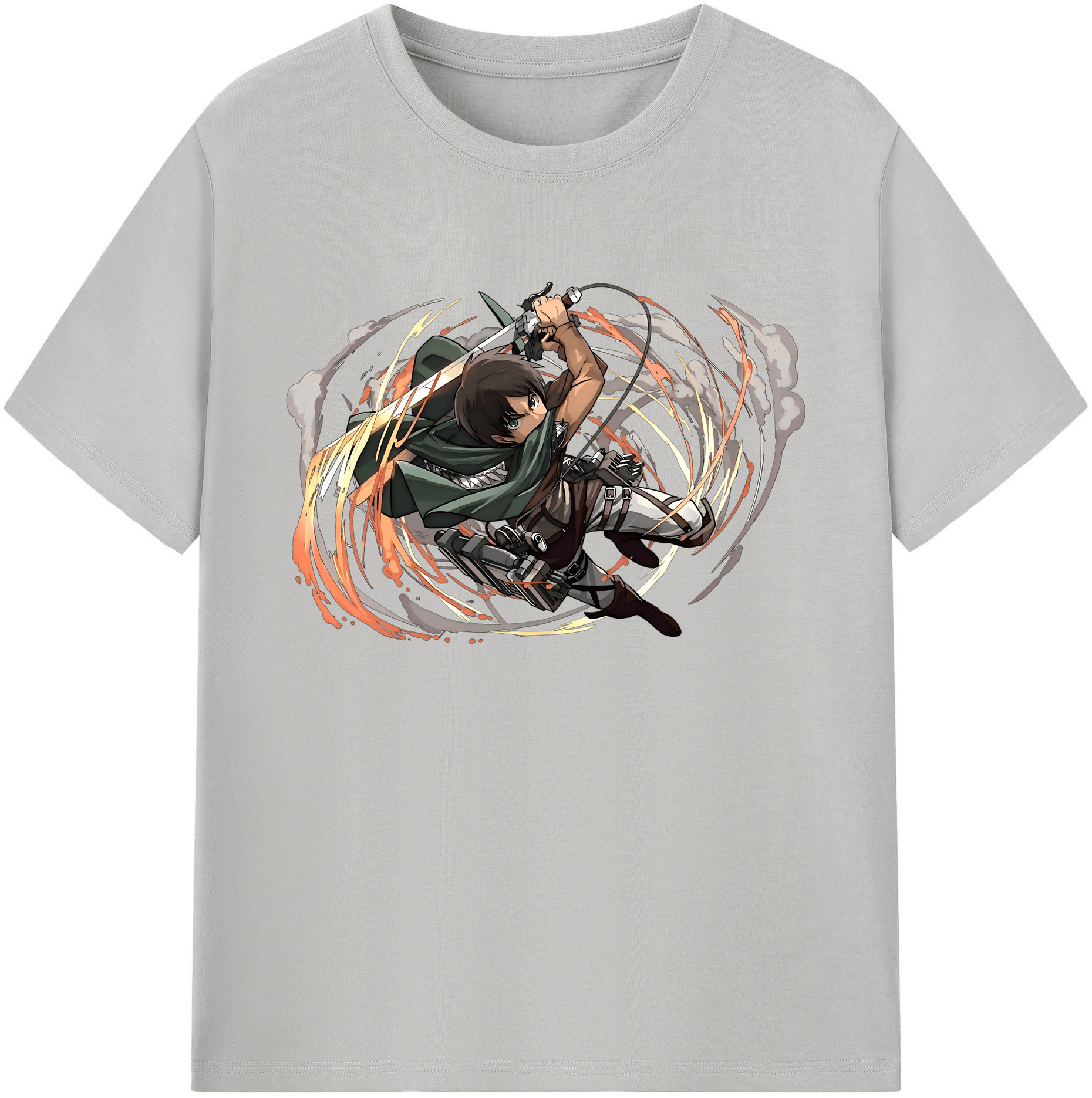 （画像用） 進撃の巨人 エレン･イェーガー Attack on Titan Eren Jäger 綿100％ メンズ半袖Tシャツ｜肌触りやわらか＆通気性