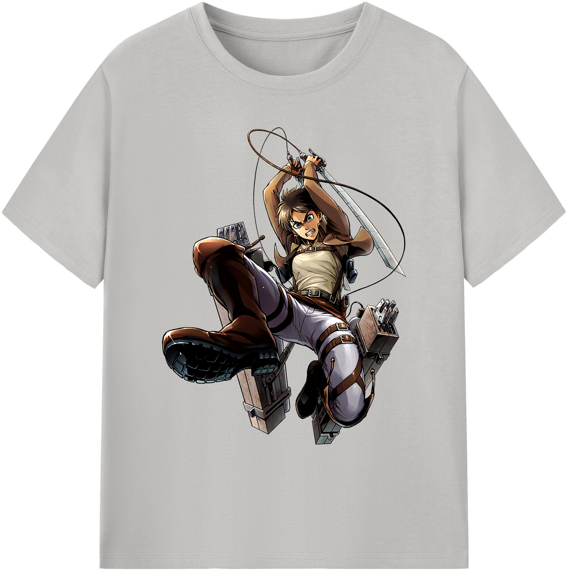 （画像用） 進撃の巨人 エレン･イェーガー Attack on Titan Eren Jäger 綿100％ メンズ半袖Tシャツ｜肌触りやわらか＆通気性