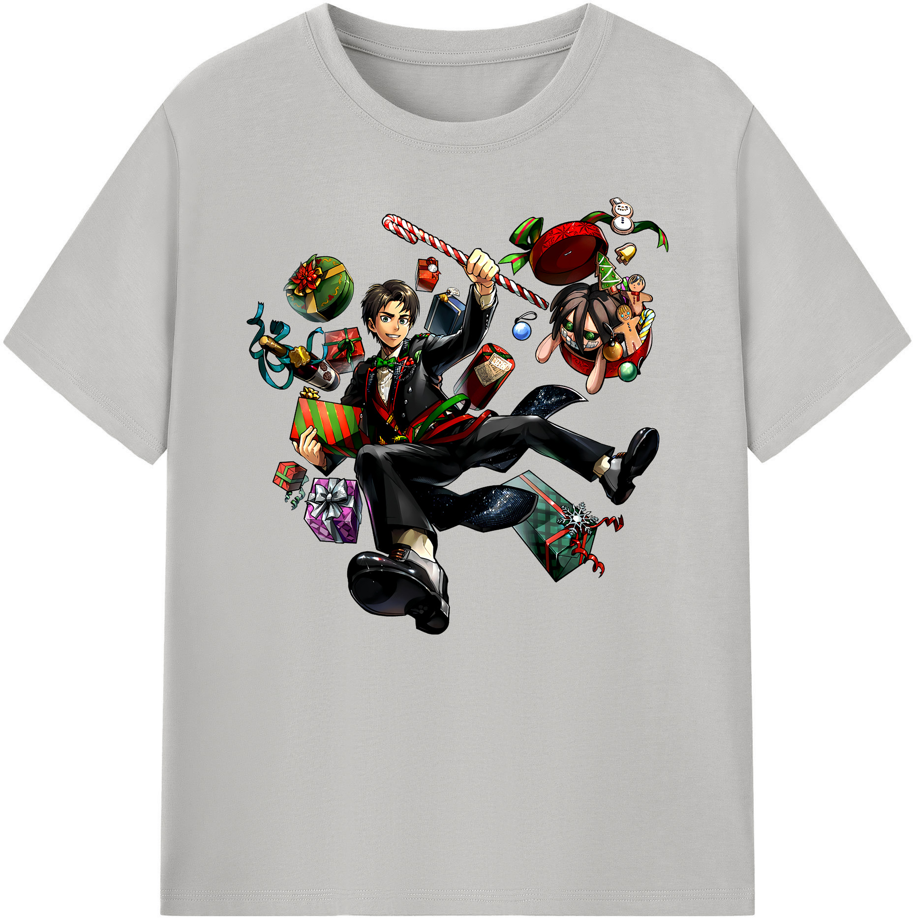 （画像用） 進撃の巨人 エレン･イェーガー Attack on Titan Eren Jäger 綿100％ メンズ半袖Tシャツ｜肌触りやわらか＆通気性