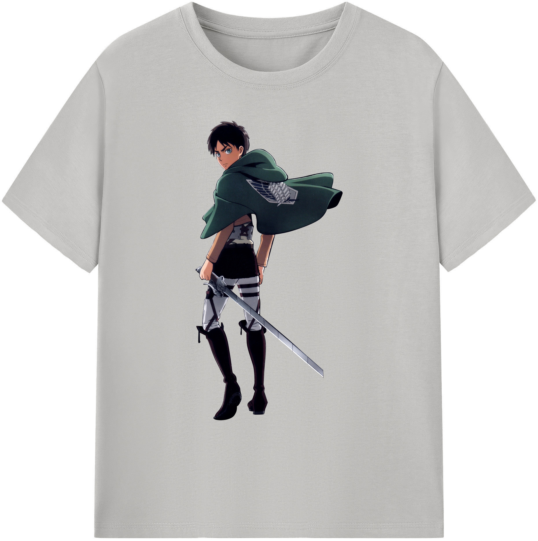 （画像用） 進撃の巨人 エレン･イェーガー Attack on Titan Eren Jäger 綿100％ メンズ半袖Tシャツ｜肌触りやわらか＆通気性