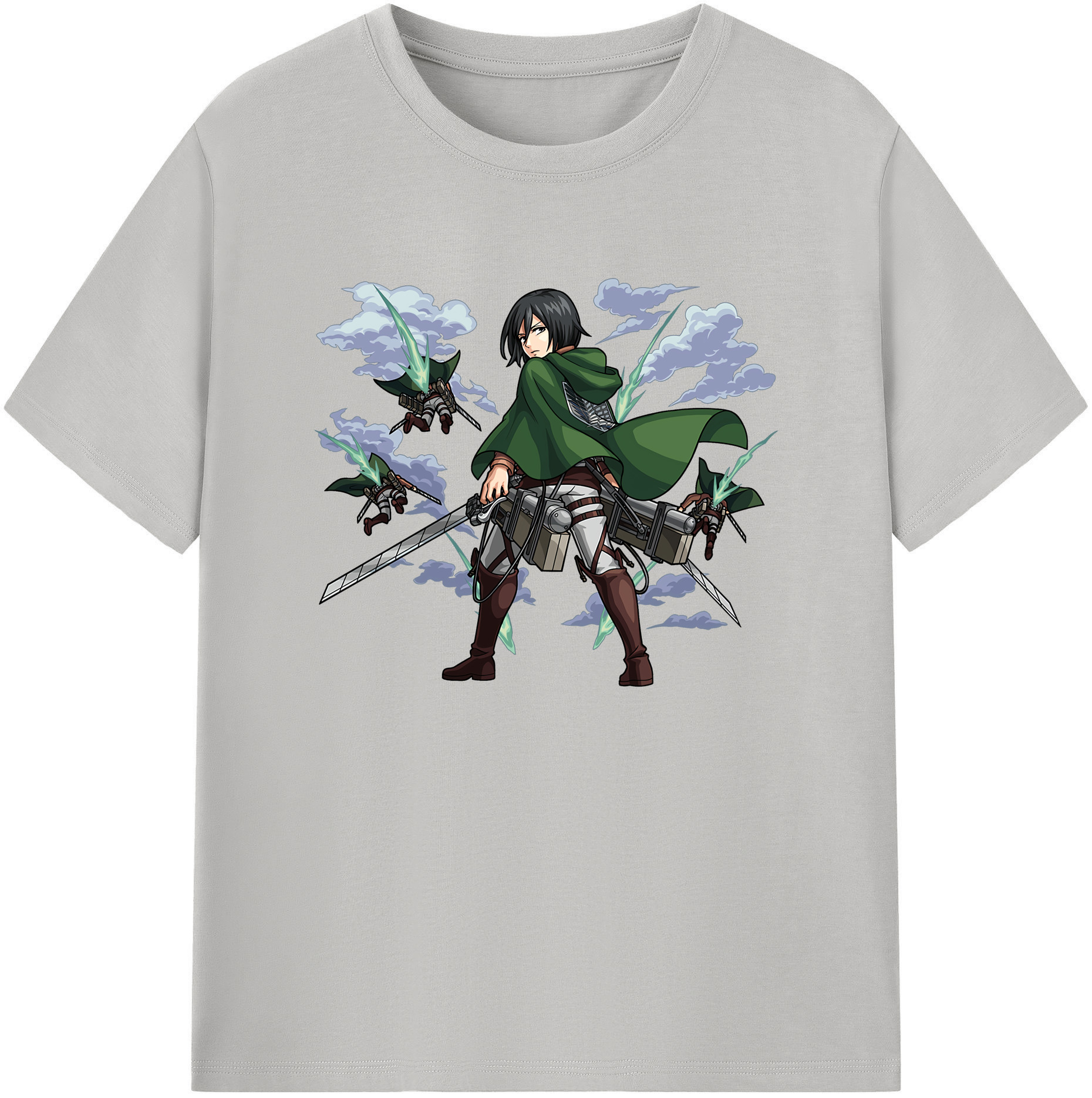 （画像用） 進撃の巨人 ミカサ·アッカーマン Attack on Titan Mikasa Ackerman 綿100％ メンズ半袖Tシャツ｜肌触りやわらか＆通気性