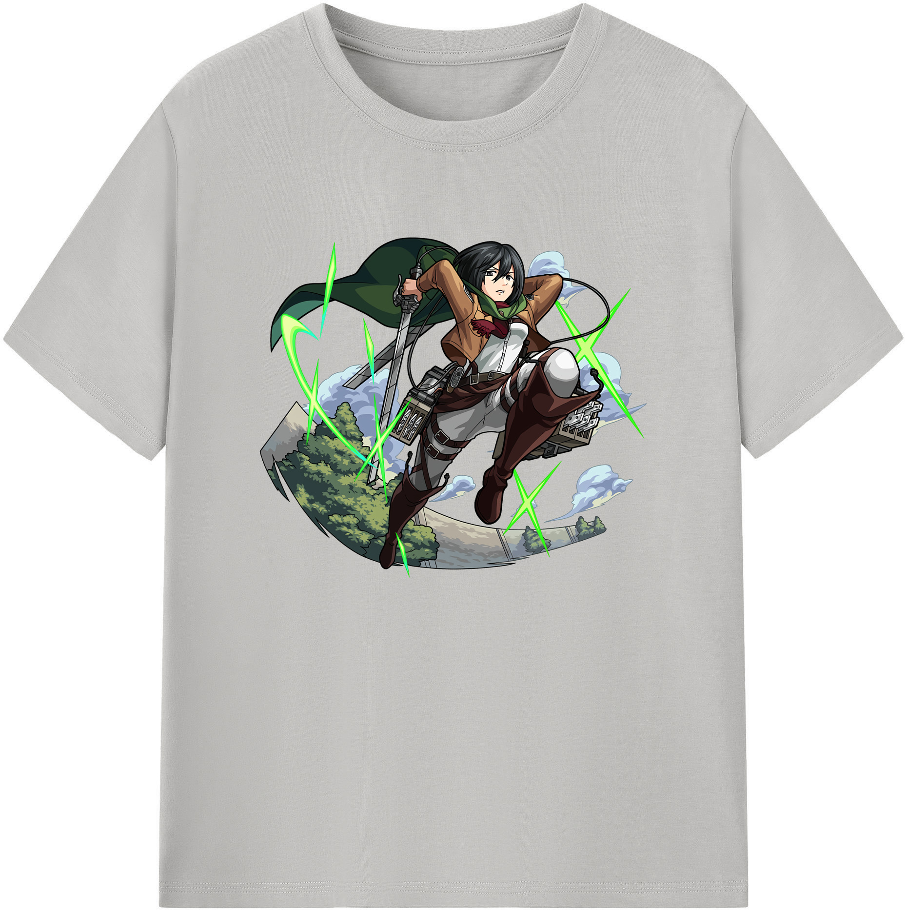 （画像用） 進撃の巨人 ミカサ·アッカーマン Attack on Titan Mikasa Ackerman 綿100％ メンズ半袖Tシャツ｜肌触りやわらか＆通気性