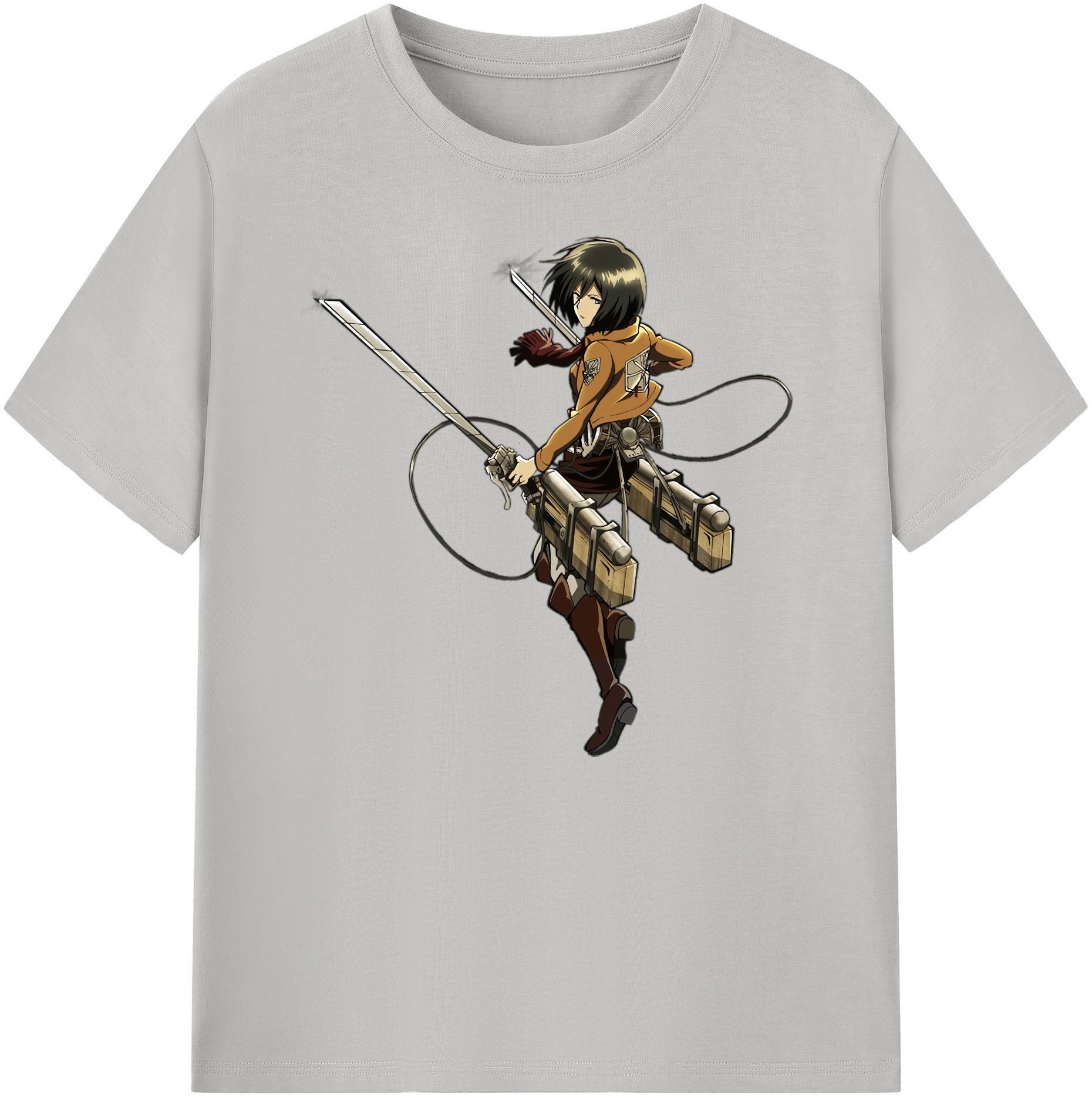 （画像用） 進撃の巨人 ミカサ·アッカーマン Attack on Titan Mikasa Ackerman 綿100％ メンズ半袖Tシャツ｜肌触りやわらか＆通気性