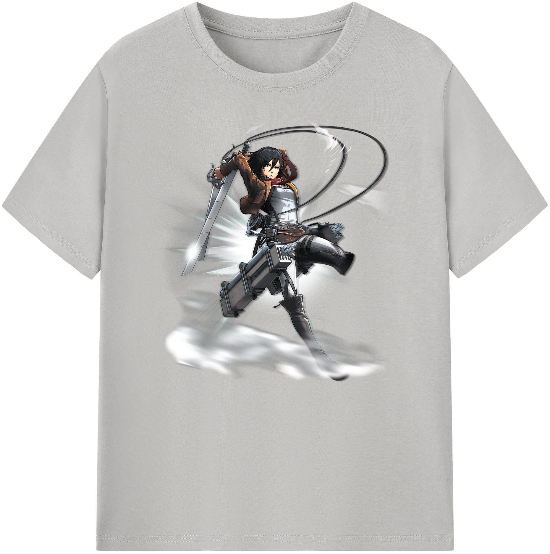 （画像用） 進撃の巨人 ミカサ·アッカーマン Attack on Titan Mikasa Ackerman 綿100％ メンズ半袖Tシャツ｜肌触りやわらか＆通気性