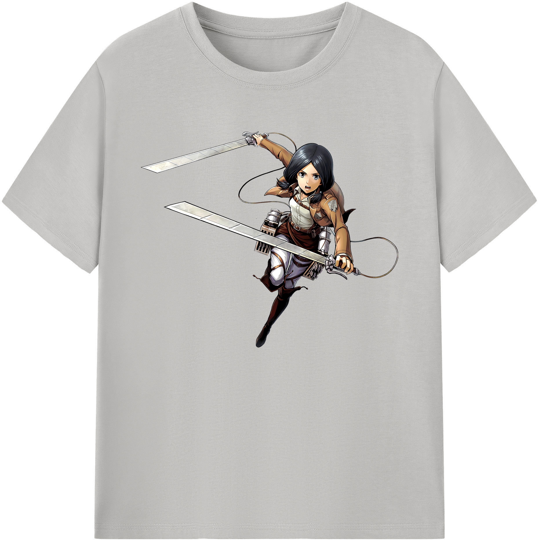 （画像用） 進撃の巨人 ミカサ·アッカーマン Attack on Titan Mikasa Ackerman 綿100％ メンズ半袖Tシャツ｜肌触りやわらか＆通気性