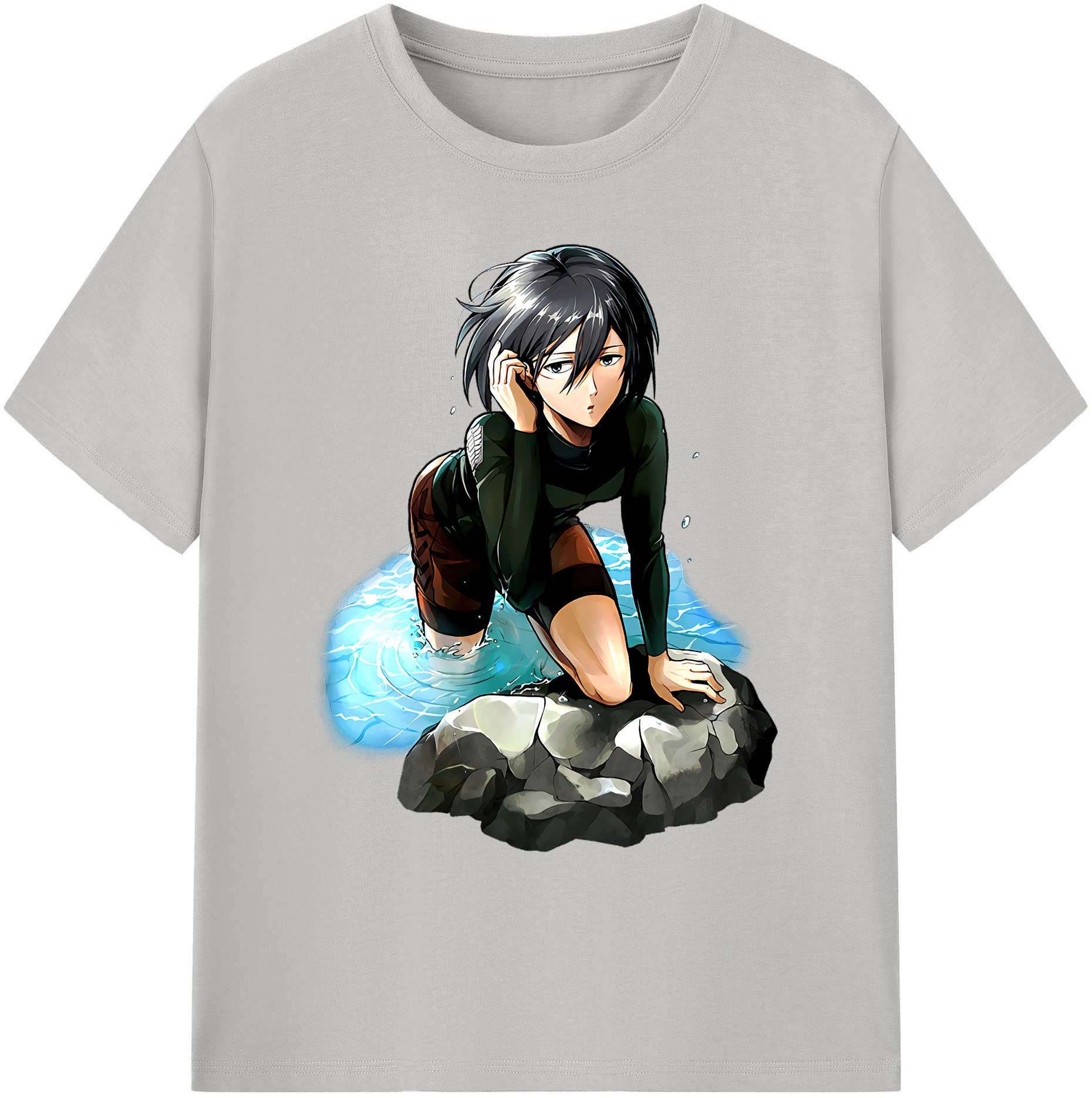 （画像用） 進撃の巨人 ミカサ·アッカーマン Attack on Titan Mikasa Ackerman 綿100％ メンズ半袖Tシャツ｜肌触りやわらか＆通気性