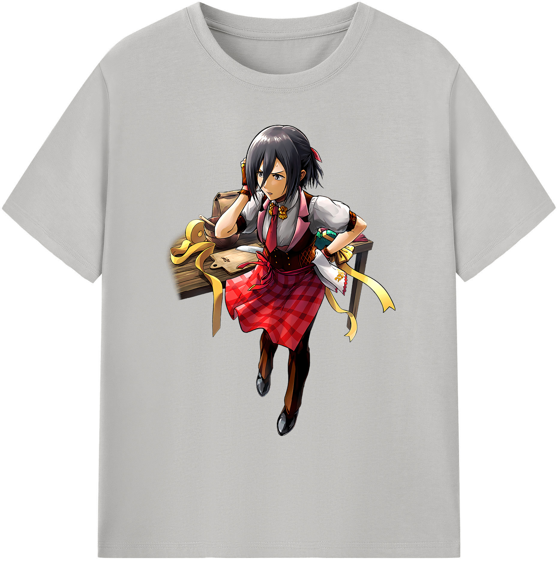 （画像用） 進撃の巨人 ミカサ·アッカーマン Attack on Titan Mikasa Ackerman 綿100％ メンズ半袖Tシャツ｜肌触りやわらか＆通気性