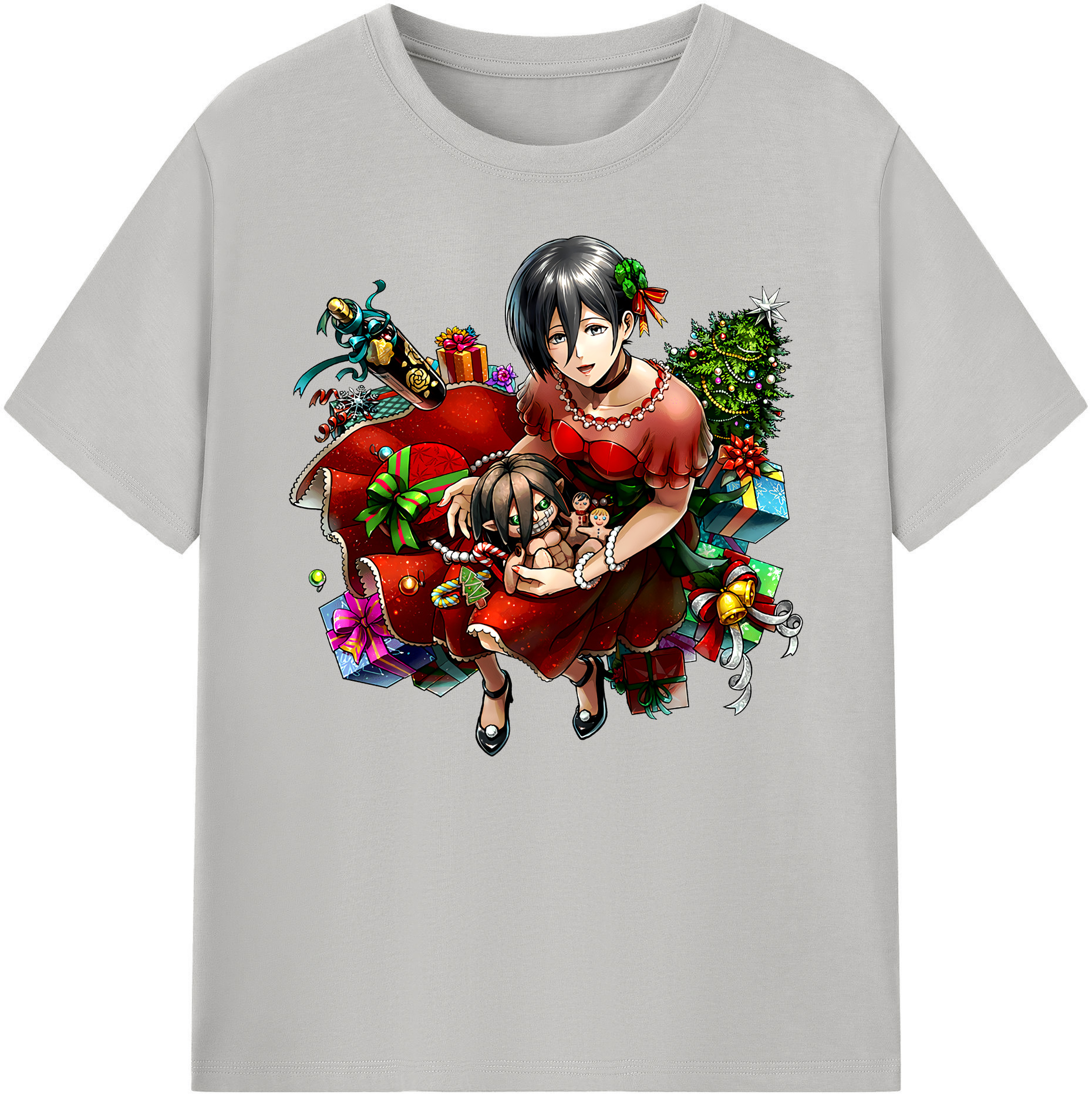 （画像用） 進撃の巨人 ミカサ·アッカーマン Attack on Titan Mikasa Ackerman 綿100％ メンズ半袖Tシャツ｜肌触りやわらか＆通気性