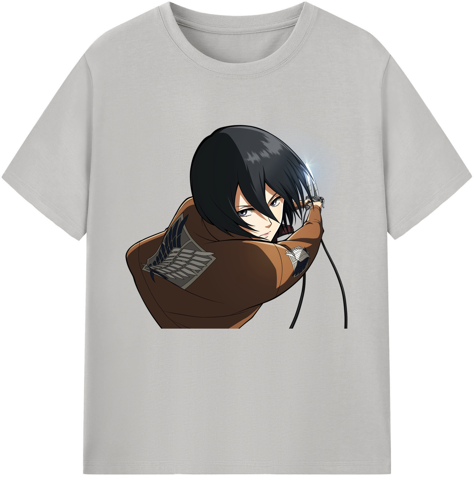 （画像用） 進撃の巨人 ミカサ·アッカーマン Attack on Titan Mikasa Ackerman 綿100％ メンズ半袖Tシャツ｜肌触りやわらか＆通気性