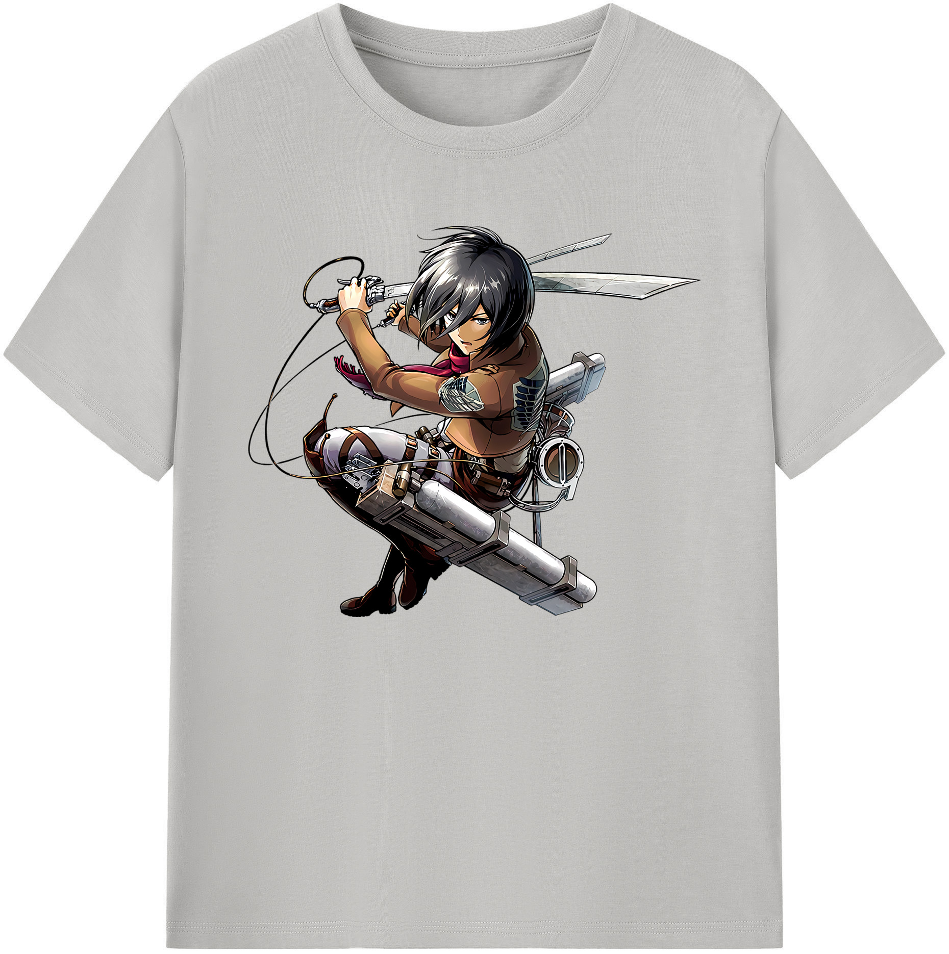 （画像用） 進撃の巨人 ミカサ·アッカーマン Attack on Titan Mikasa Ackerman 綿100％ メンズ半袖Tシャツ｜肌触りやわらか＆通気性