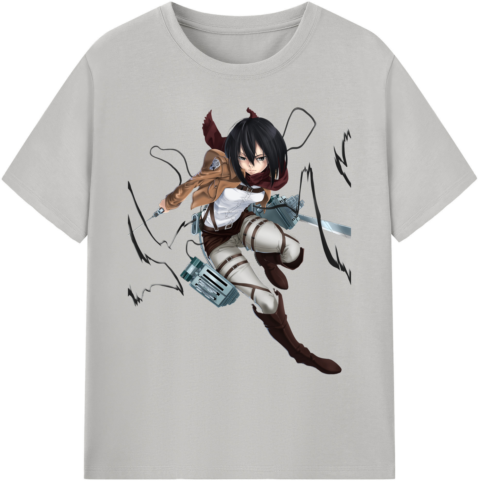 （画像用） 進撃の巨人 ミカサ·アッカーマン Attack on Titan Mikasa Ackerman 綿100％ メンズ半袖Tシャツ｜肌触りやわらか＆通気性