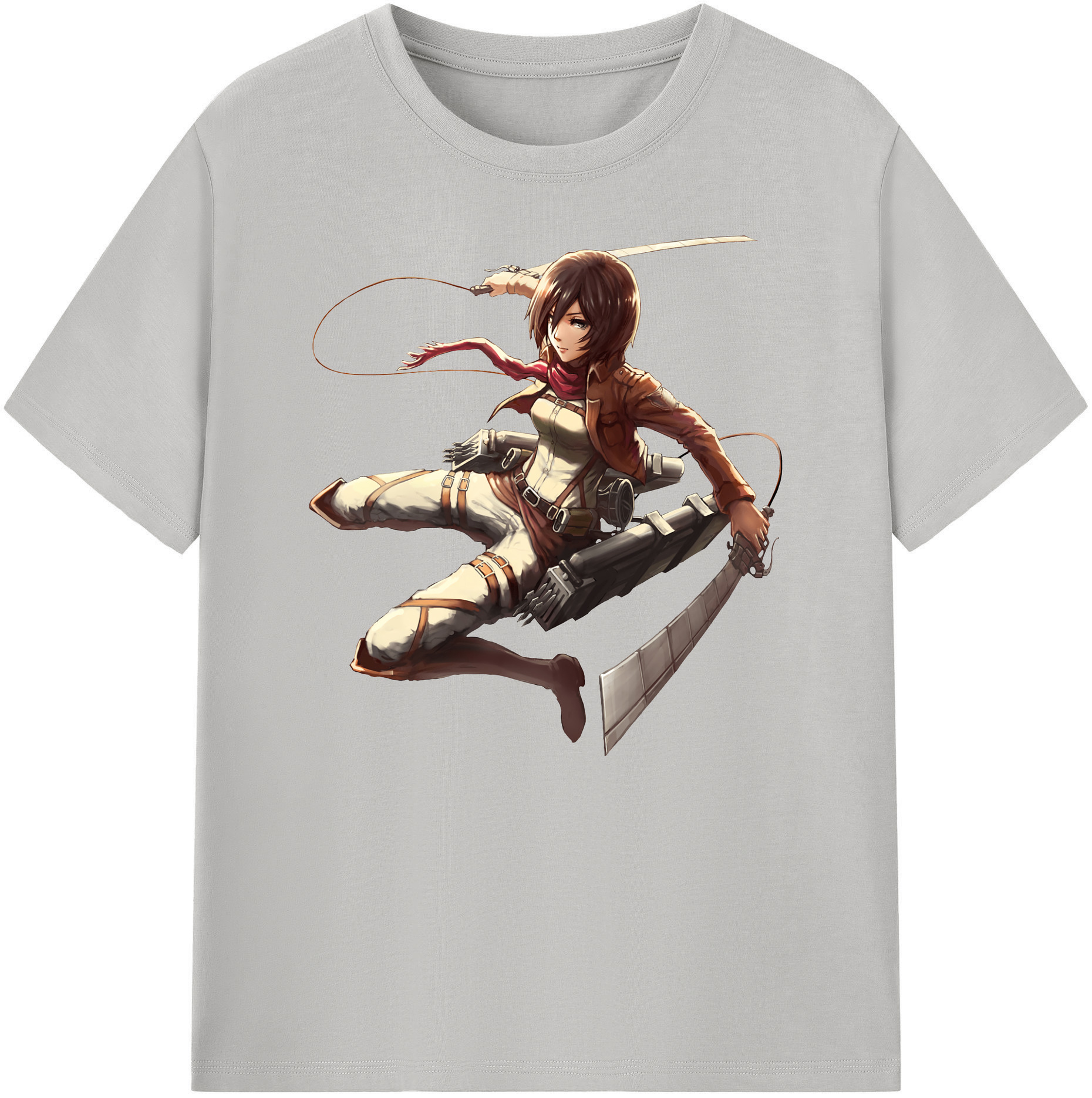 （画像用） 進撃の巨人 ミカサ·アッカーマン Attack on Titan Mikasa Ackerman 綿100％ メンズ半袖Tシャツ｜肌触りやわらか＆通気性