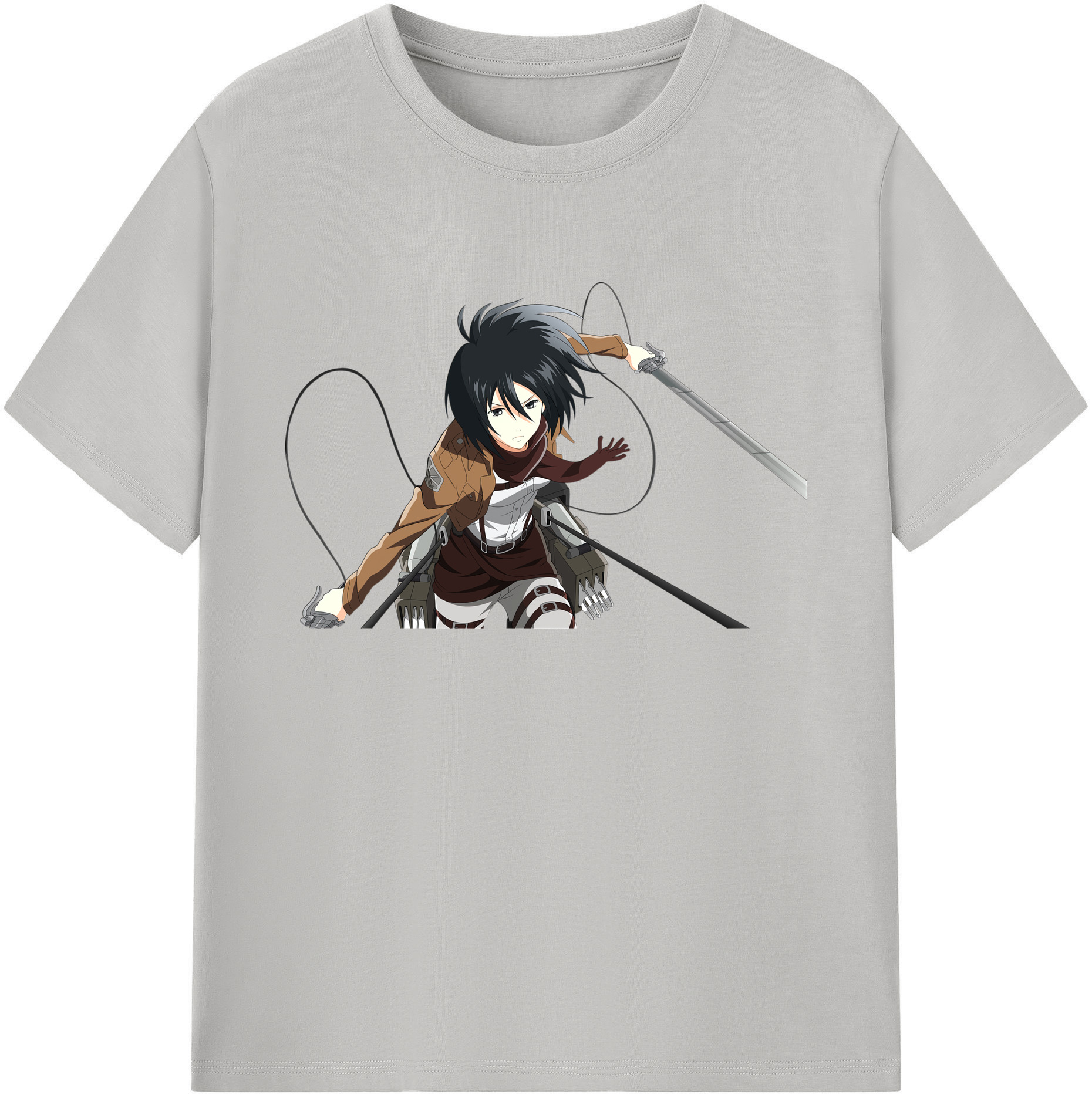 （画像用） 進撃の巨人 ミカサ·アッカーマン Attack on Titan Mikasa Ackerman 綿100％ メンズ半袖Tシャツ｜肌触りやわらか＆通気性