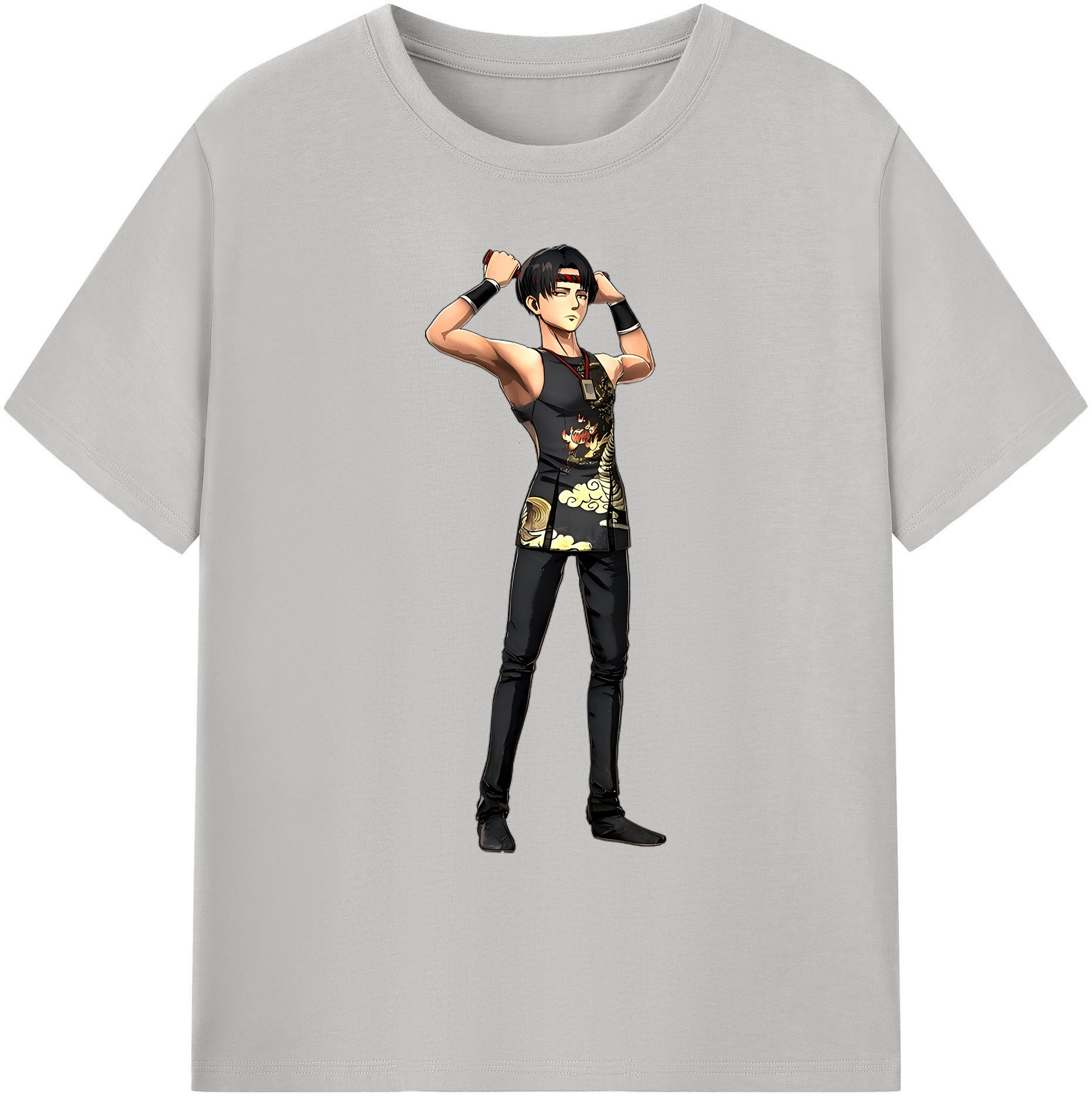 （画像用） 進撃の巨人 リヴァイ·アッカーマン Attack on Titan Levi Ackerman 綿100％ メンズ半袖Tシャツ｜肌触りやわらか＆通気性