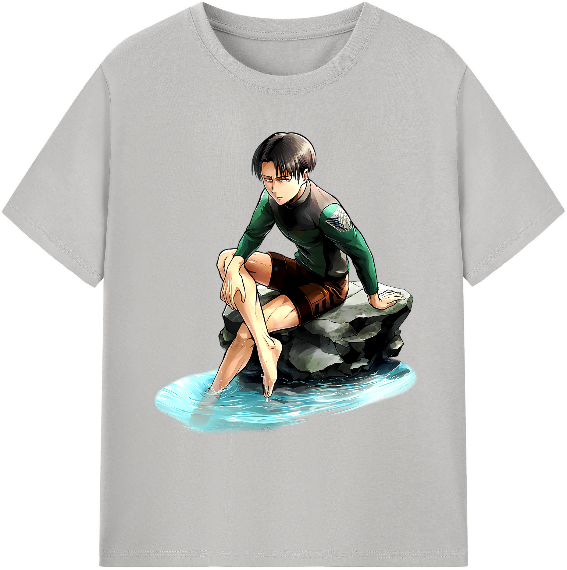 （画像用） 進撃の巨人 リヴァイ·アッカーマン Attack on Titan Levi Ackerman 綿100％ メンズ半袖Tシャツ｜肌触りやわらか＆通気性