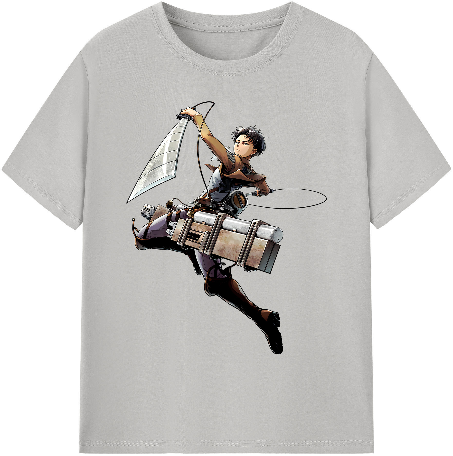 （画像用） 進撃の巨人 リヴァイ·アッカーマン Attack on Titan Levi Ackerman 綿100％ メンズ半袖Tシャツ｜肌触りやわらか＆通気性