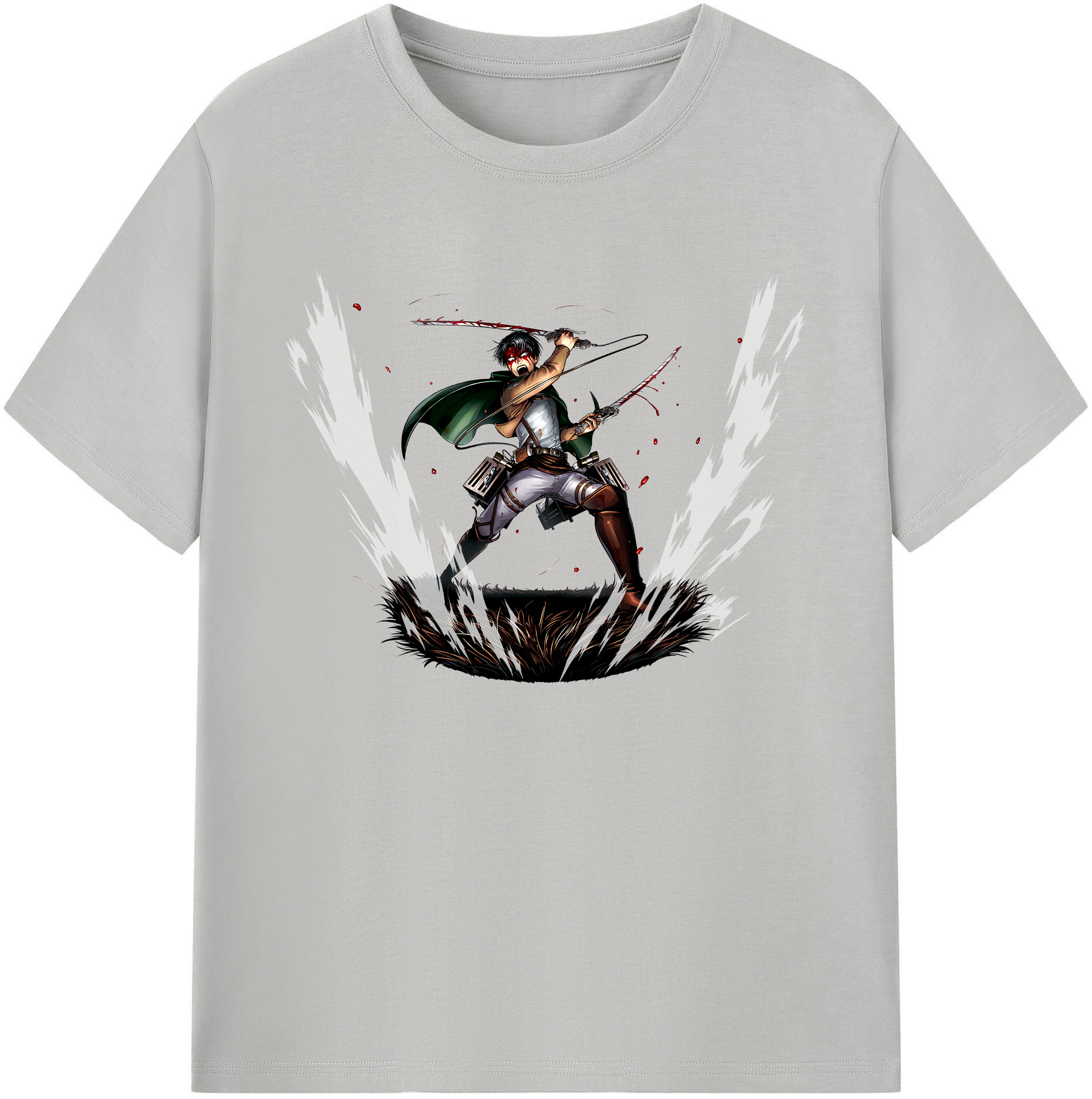 （画像用） 進撃の巨人 リヴァイ·アッカーマン Attack on Titan Levi Ackerman 綿100％ メンズ半袖Tシャツ｜肌触りやわらか＆通気性