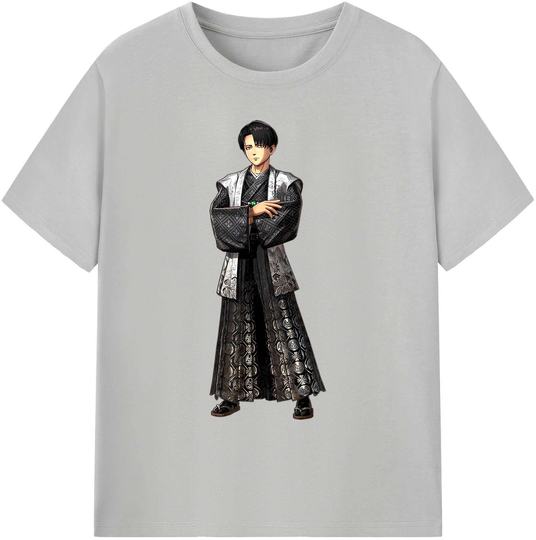 （画像用） 進撃の巨人 リヴァイ·アッカーマン Attack on Titan Levi Ackerman 綿100％ メンズ半袖Tシャツ｜肌触りやわらか＆通気性