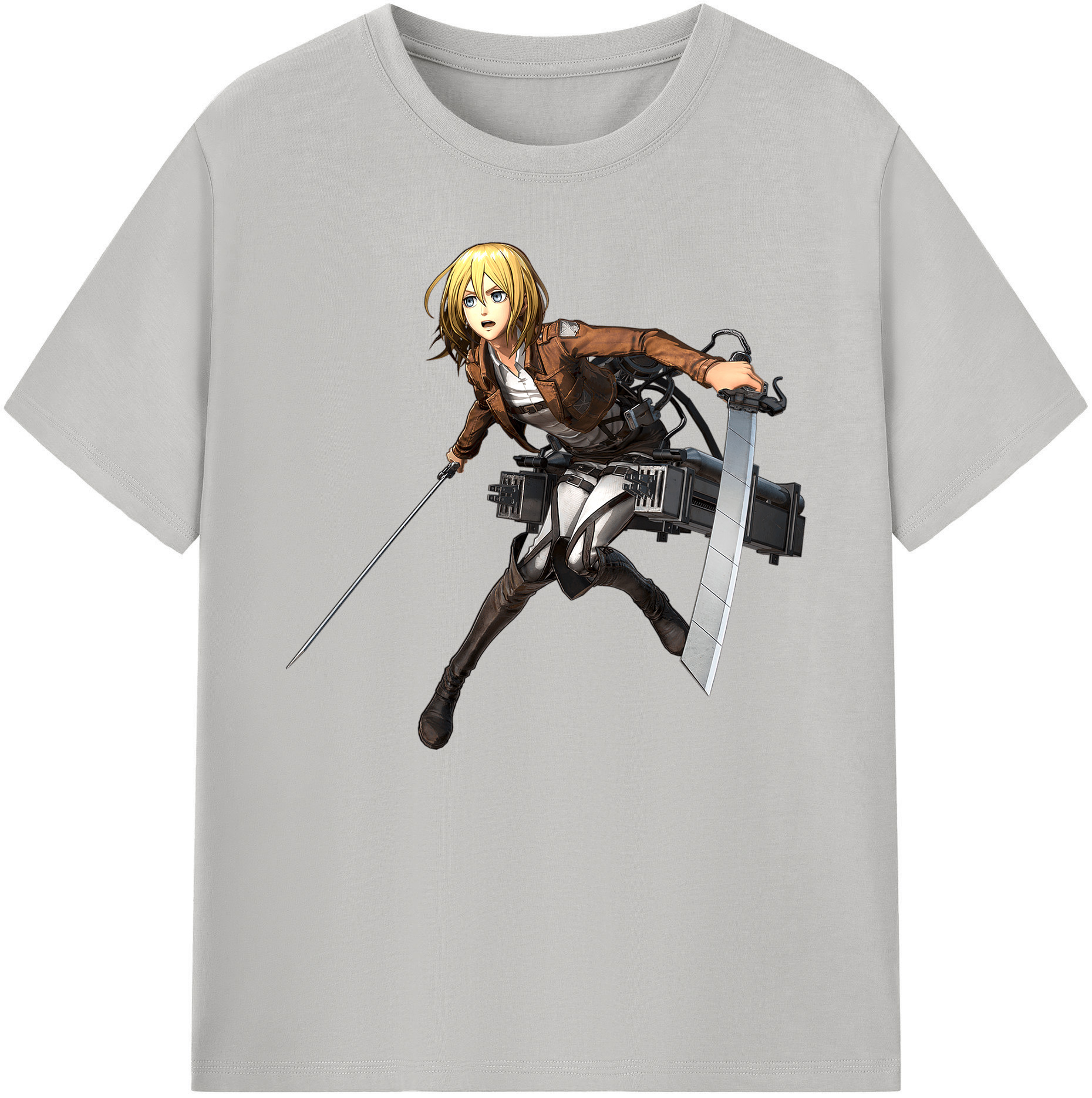 （画像用） 進撃の巨人 クリスタ·レンズ Attack on Titan Christa Lenz 綿100％ メンズ半袖Tシャツ｜肌触りやわらか＆通気性