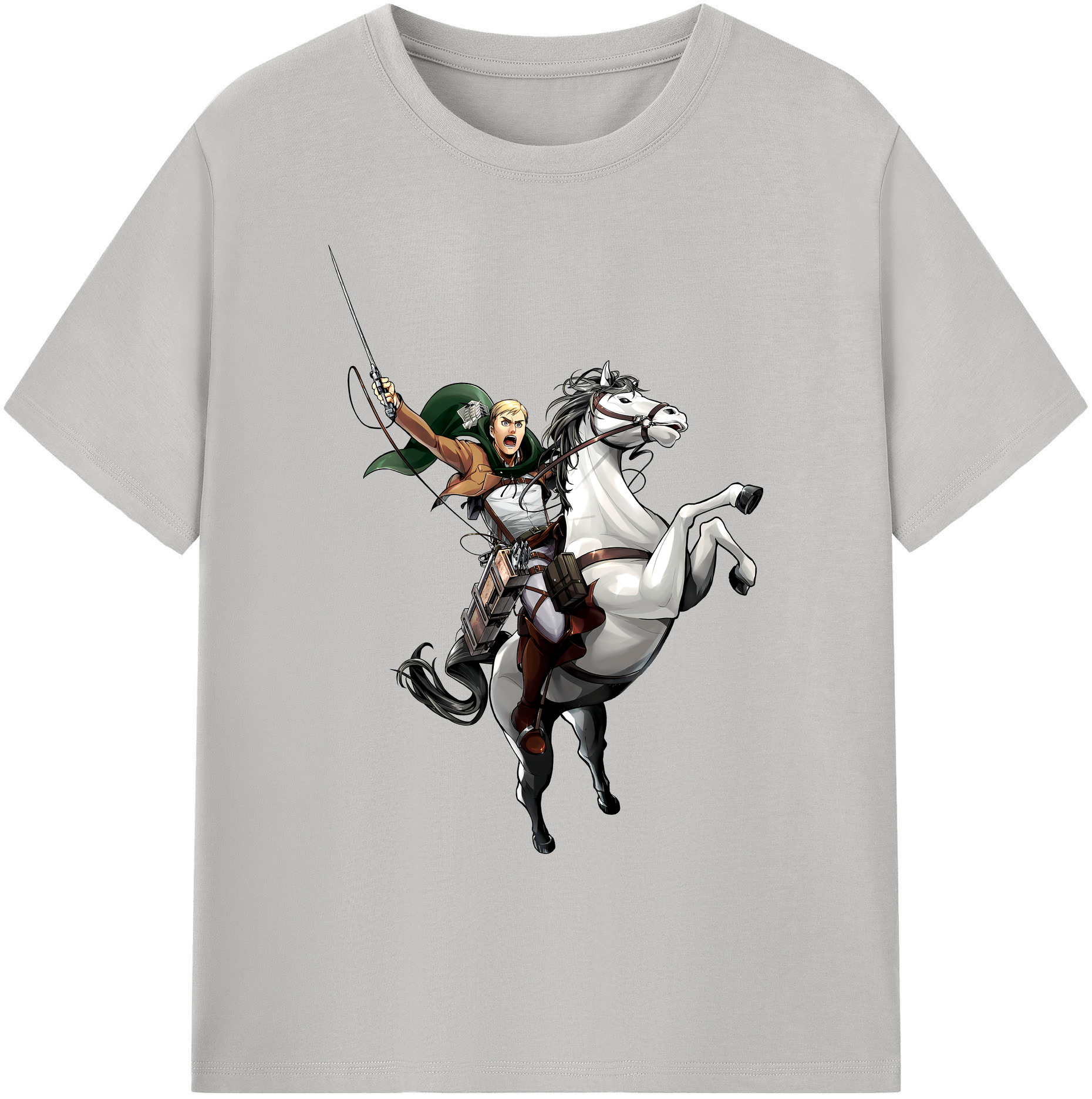 （画像用） 進撃の巨人 エルヴィン・スミス Attack on Titan Erwin Smith 綿100％ メンズ半袖Tシャツ｜肌触りやわらか＆通気性