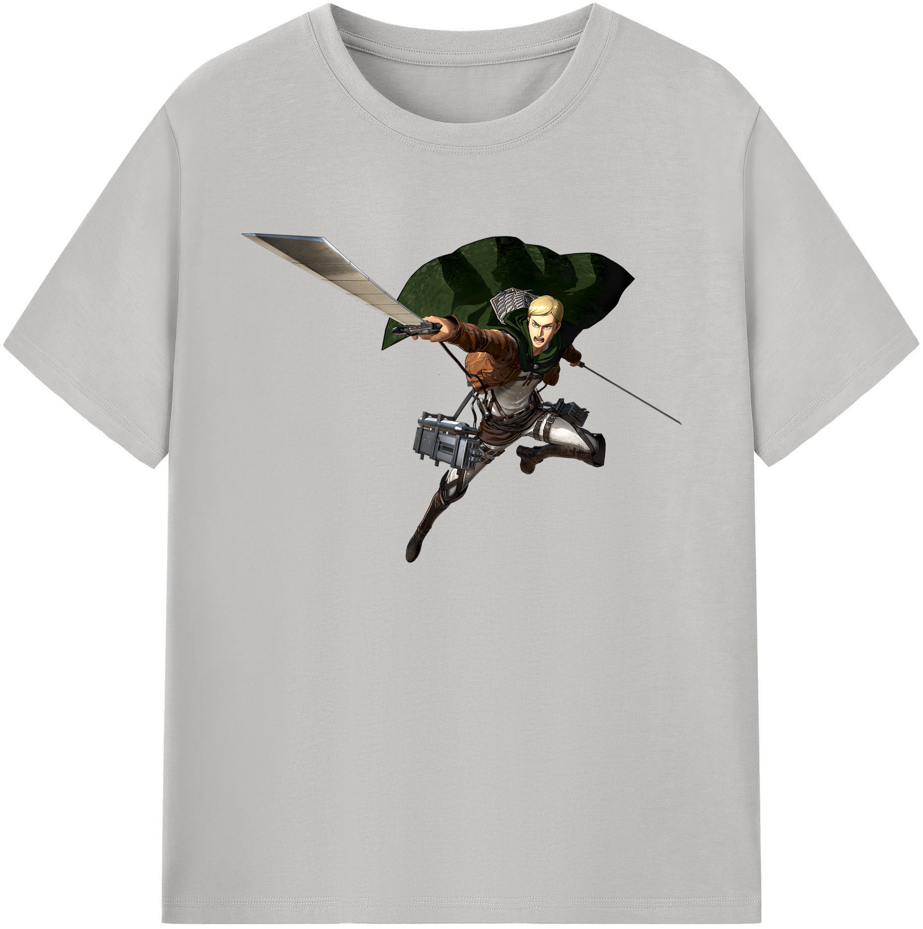 （画像用） 進撃の巨人 エルヴィン・スミス Attack on Titan Erwin Smith 綿100％ メンズ半袖Tシャツ｜肌触りやわらか＆通気性