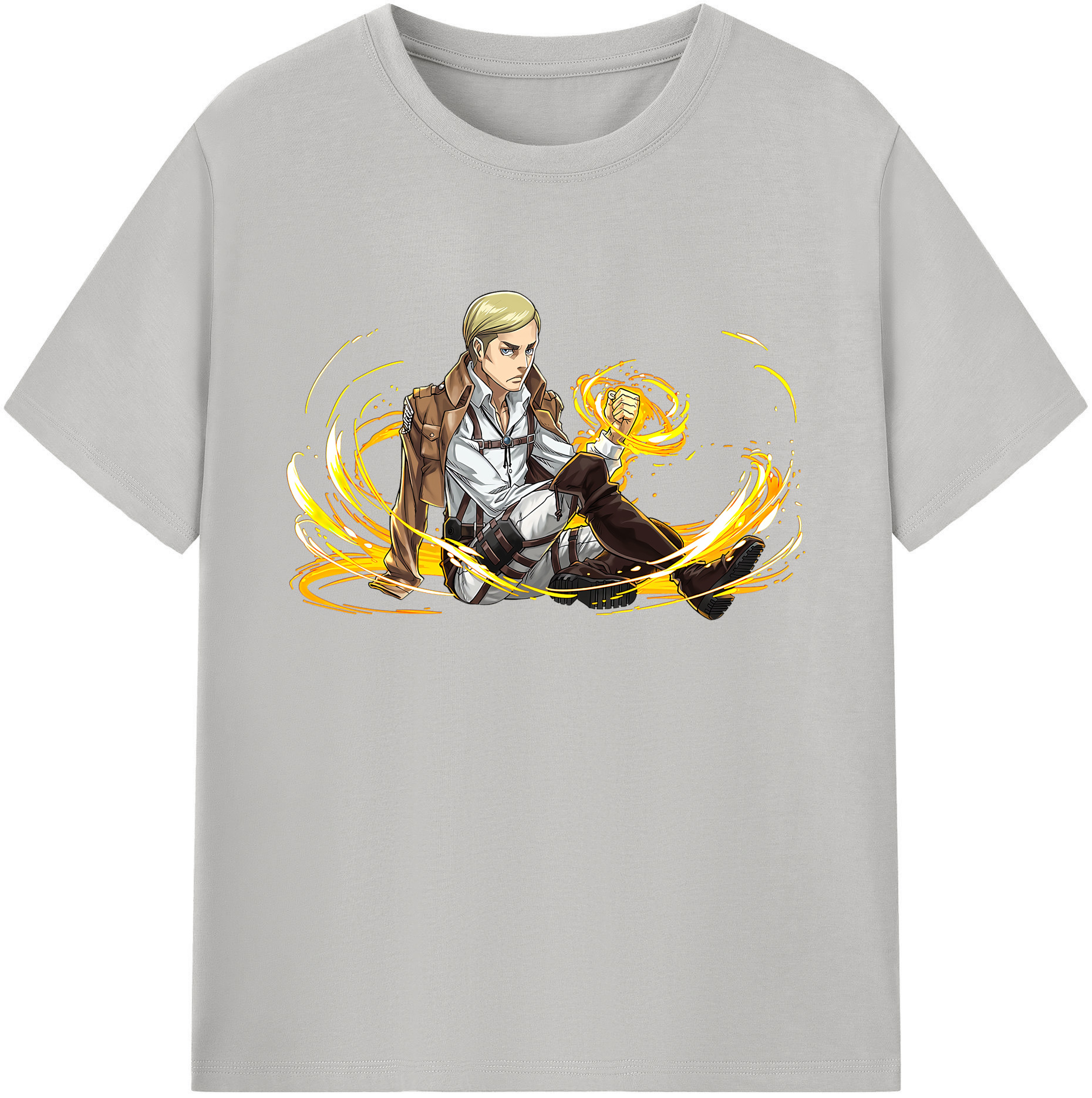 （画像用） 進撃の巨人 エルヴィン・スミス Attack on Titan Erwin Smith 綿100％ メンズ半袖Tシャツ｜肌触りやわらか＆通気性