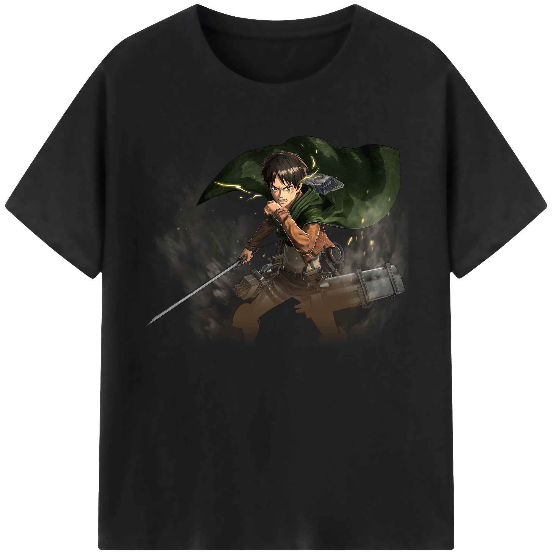 （画像用） 進撃の巨人 エレン･イェーガー Attack on Titan Eren Jäger 綿100％ メンズ半袖Tシャツ｜肌触りやわらか＆通気性