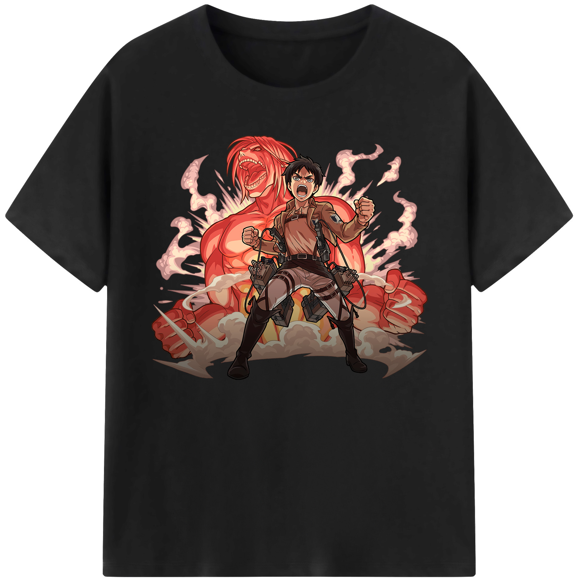 （画像用） 進撃の巨人 エレン･イェーガー Attack on Titan Eren Jäger 綿100％ メンズ半袖Tシャツ｜肌触りやわらか＆通気性