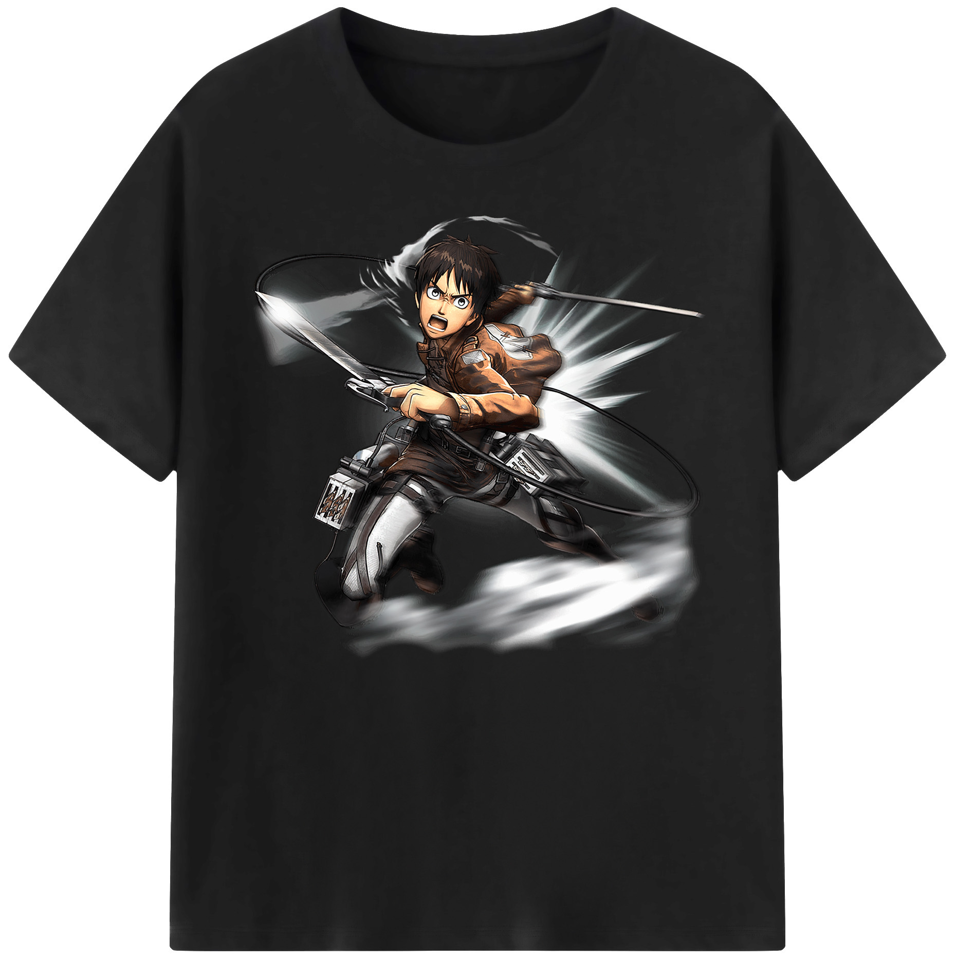 （画像用） 進撃の巨人 エレン･イェーガー Attack on Titan Eren Jäger 綿100％ メンズ半袖Tシャツ｜肌触りやわらか＆通気性