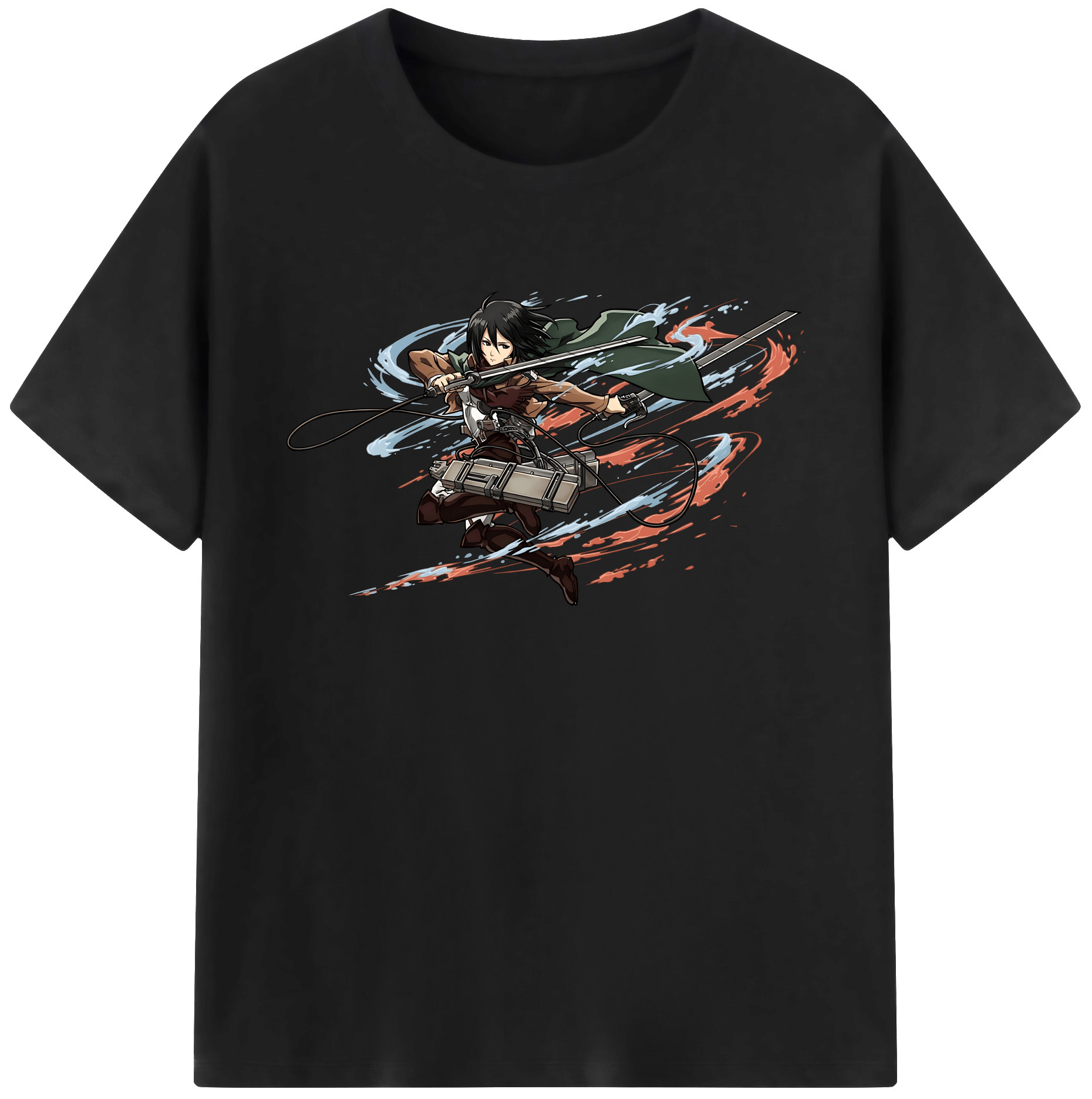 （画像用） 進撃の巨人 ミカサ·アッカーマン Attack on Titan Mikasa Ackerman 綿100％ メンズ半袖Tシャツ｜肌触りやわらか＆通気性