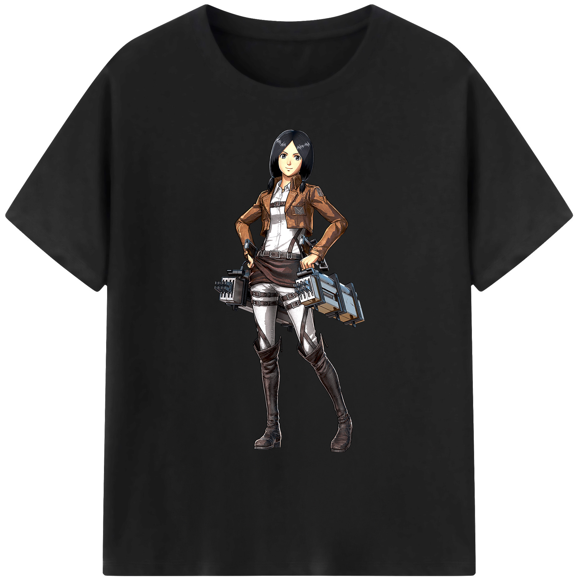 （画像用） 進撃の巨人 ミカサ·アッカーマン Attack on Titan Mikasa Ackerman 綿100％ メンズ半袖Tシャツ｜肌触りやわらか＆通気性