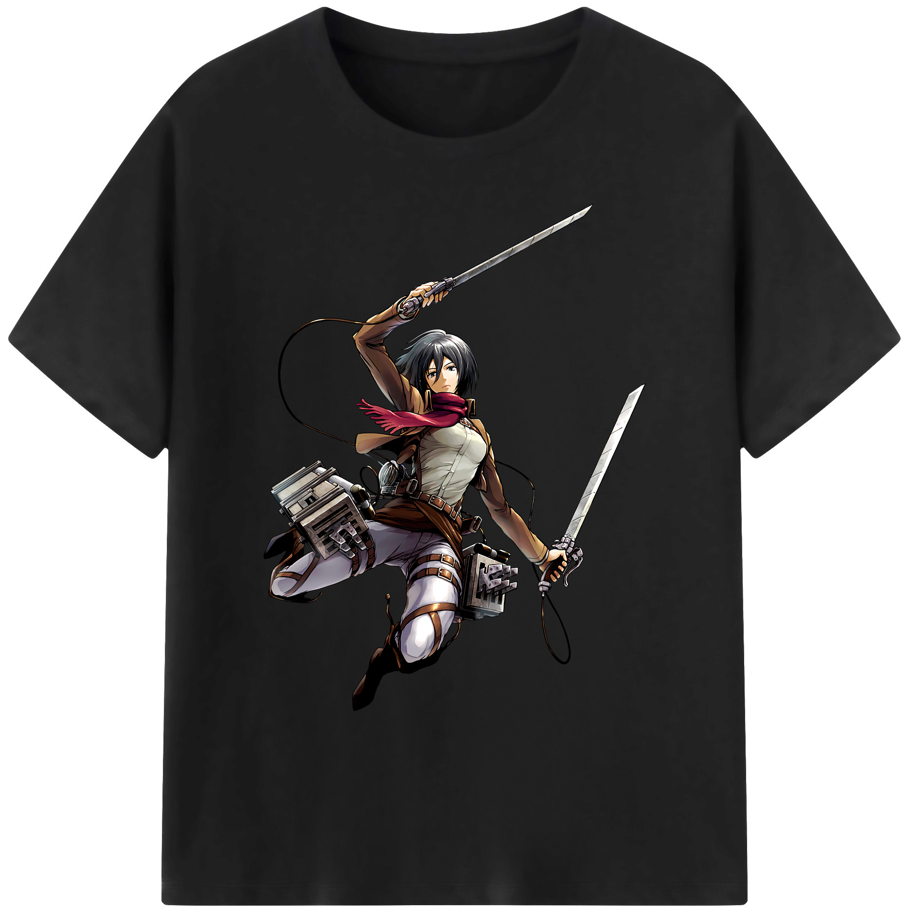 （画像用） 進撃の巨人 ミカサ·アッカーマン Attack on Titan Mikasa Ackerman 綿100％ メンズ半袖Tシャツ｜肌触りやわらか＆通気性