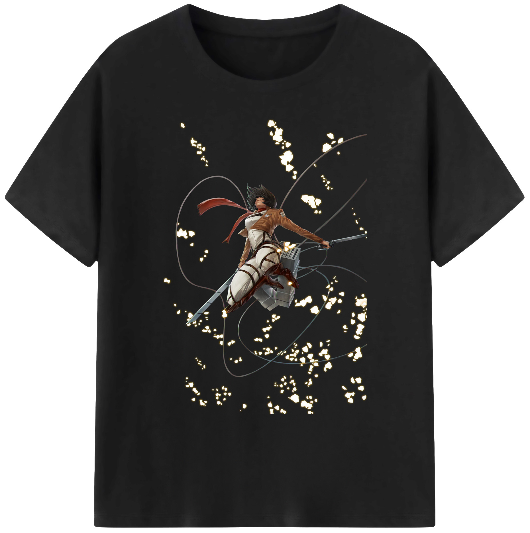 （画像用） 進撃の巨人 ミカサ·アッカーマン Attack on Titan Mikasa Ackerman 綿100％ メンズ半袖Tシャツ｜肌触りやわらか＆通気性
