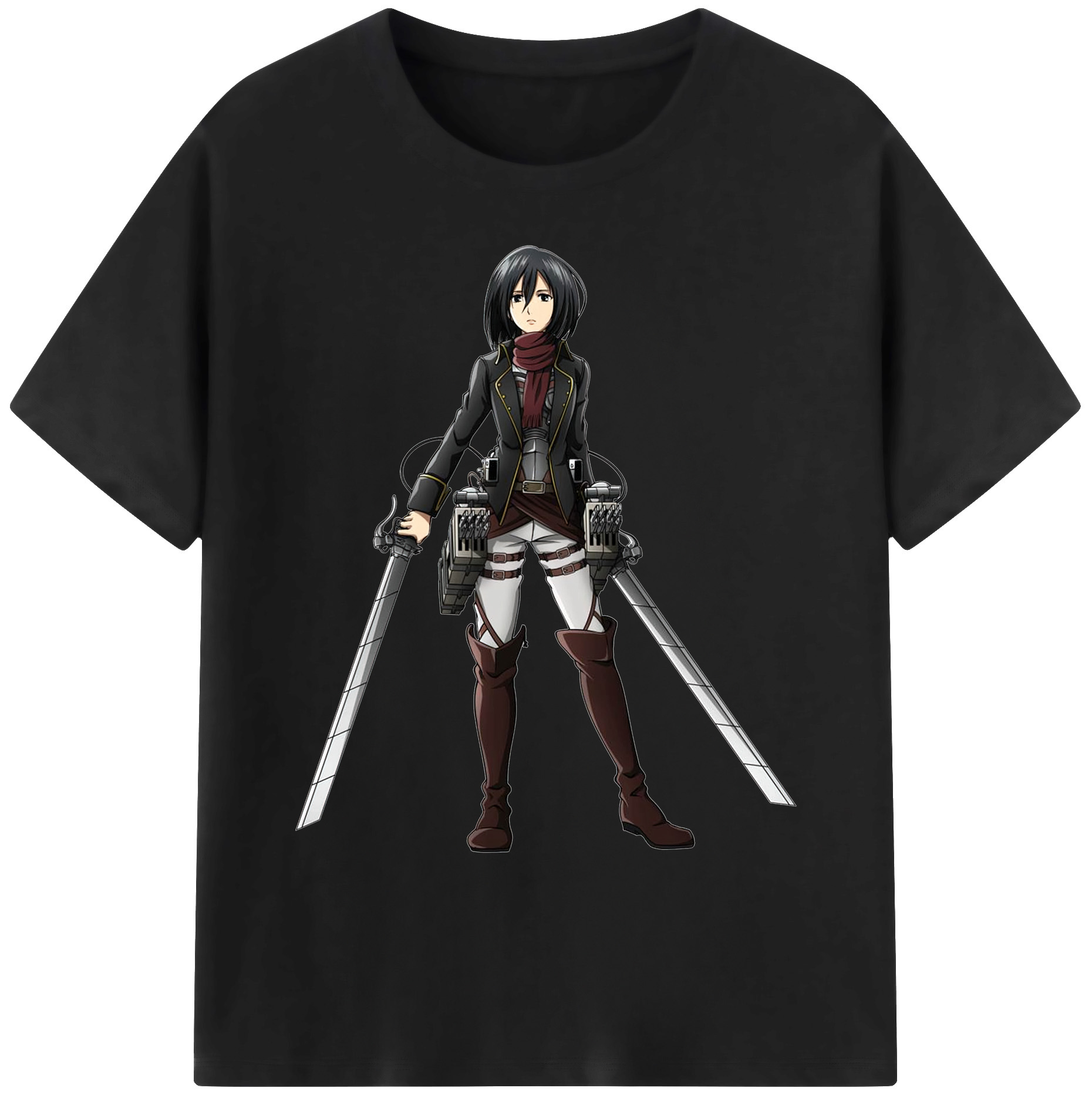 （画像用） 進撃の巨人 ミカサ·アッカーマン Attack on Titan Mikasa Ackerman 綿100％ メンズ半袖Tシャツ｜肌触りやわらか＆通気性