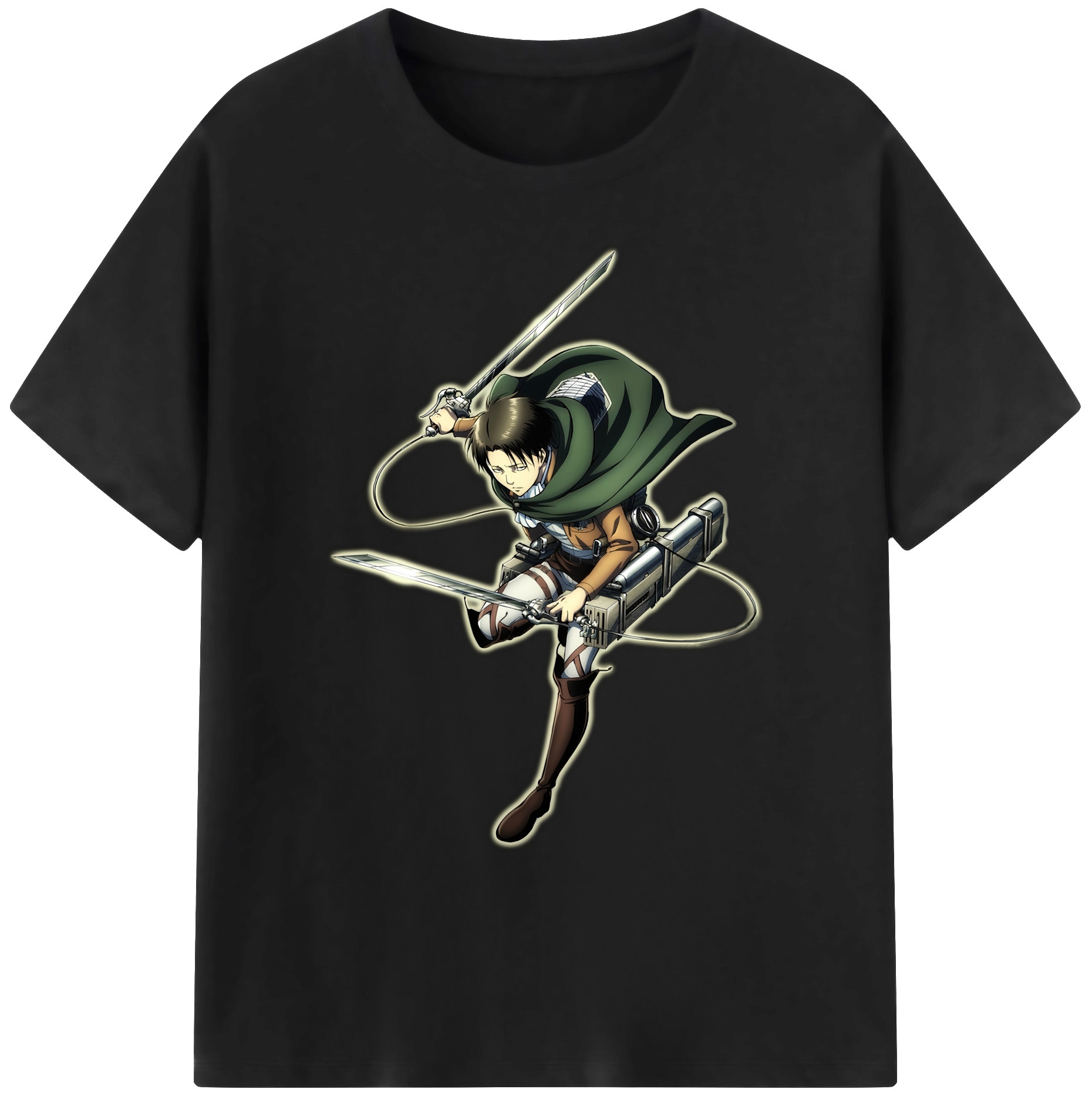 （画像用） 進撃の巨人 リヴァイ·アッカーマン Attack on Titan Levi Ackerman 綿100％ メンズ半袖Tシャツ｜肌触りやわらか＆通気性
