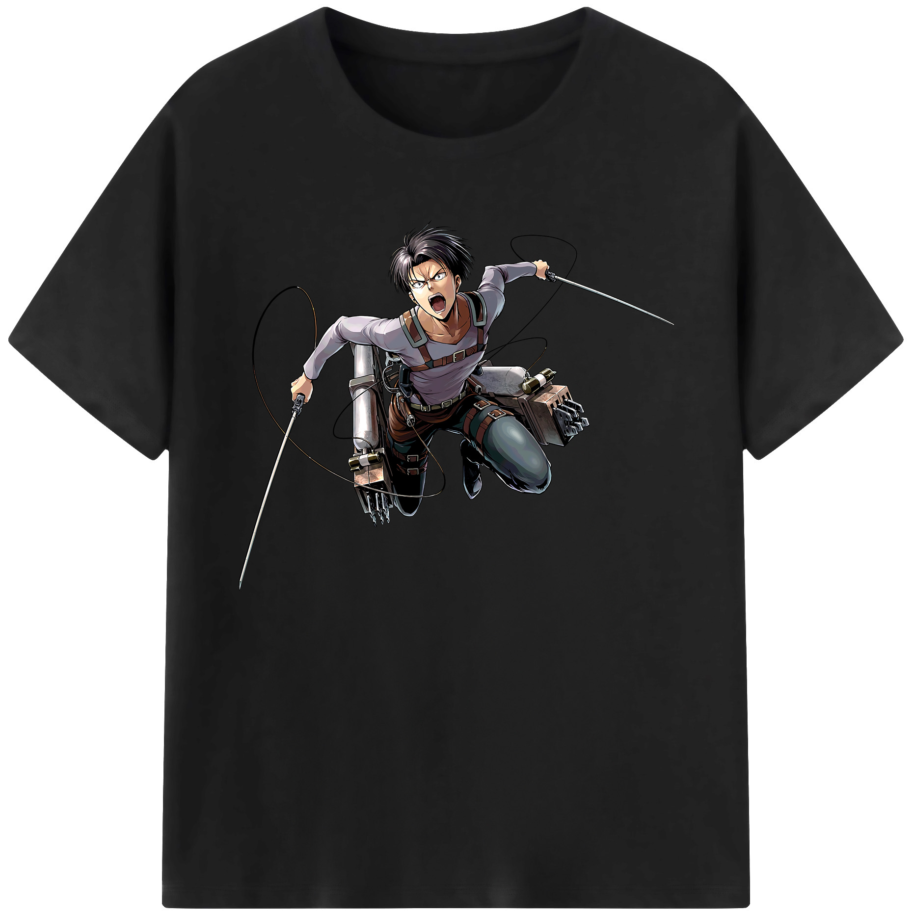 （画像用） 進撃の巨人 リヴァイ·アッカーマン Attack on Titan Levi Ackerman 綿100％ メンズ半袖Tシャツ｜肌触りやわらか＆通気性