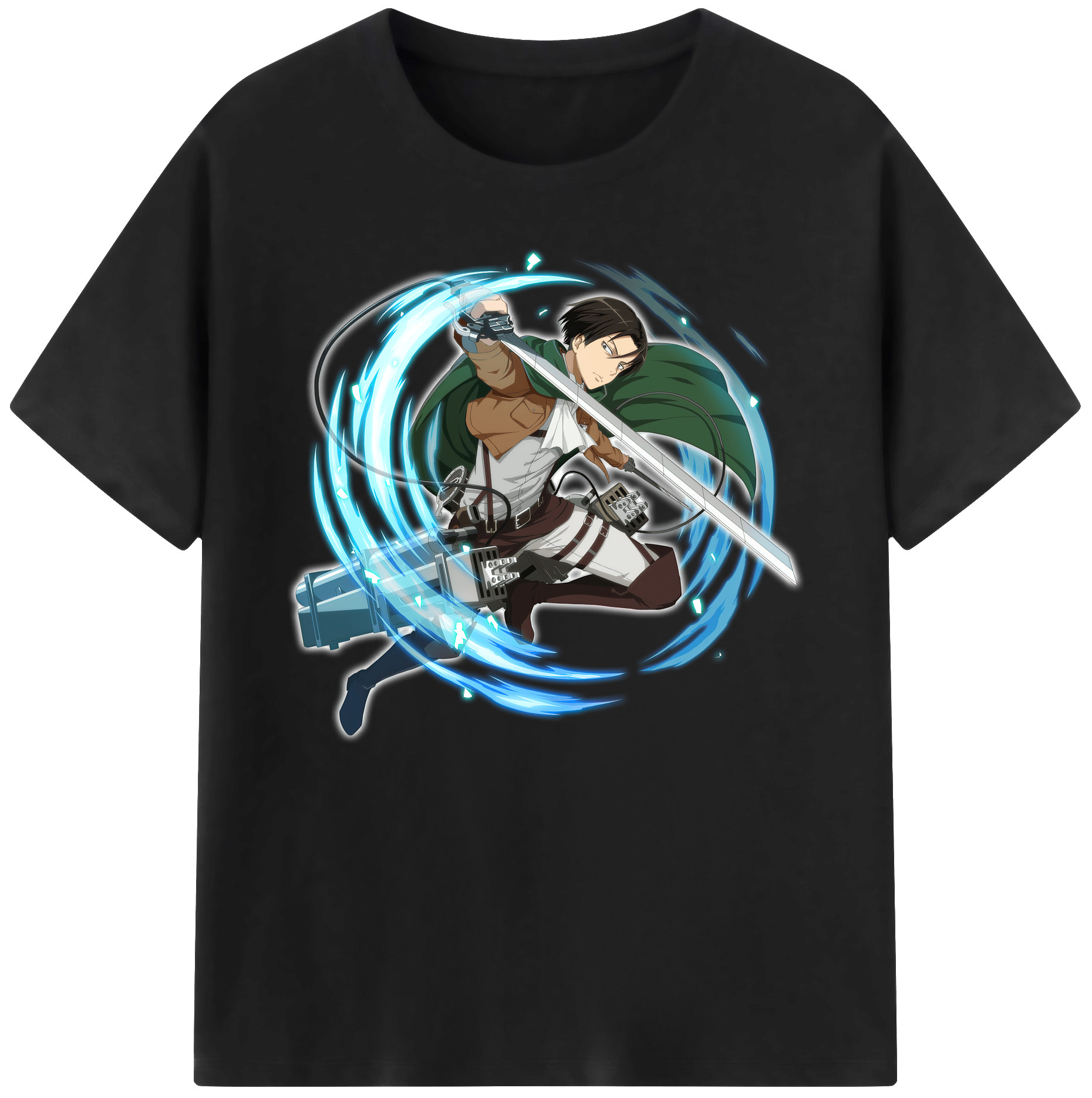 （画像用） 進撃の巨人 リヴァイ·アッカーマン Attack on Titan Levi Ackerman 綿100％ メンズ半袖Tシャツ｜肌触りやわらか＆通気性