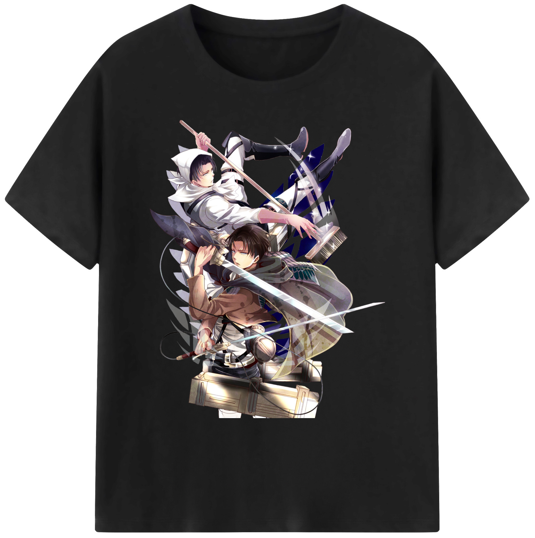 （画像用） 進撃の巨人 リヴァイ·アッカーマン Attack on Titan Levi Ackerman 綿100％ メンズ半袖Tシャツ｜肌触りやわらか＆通気性