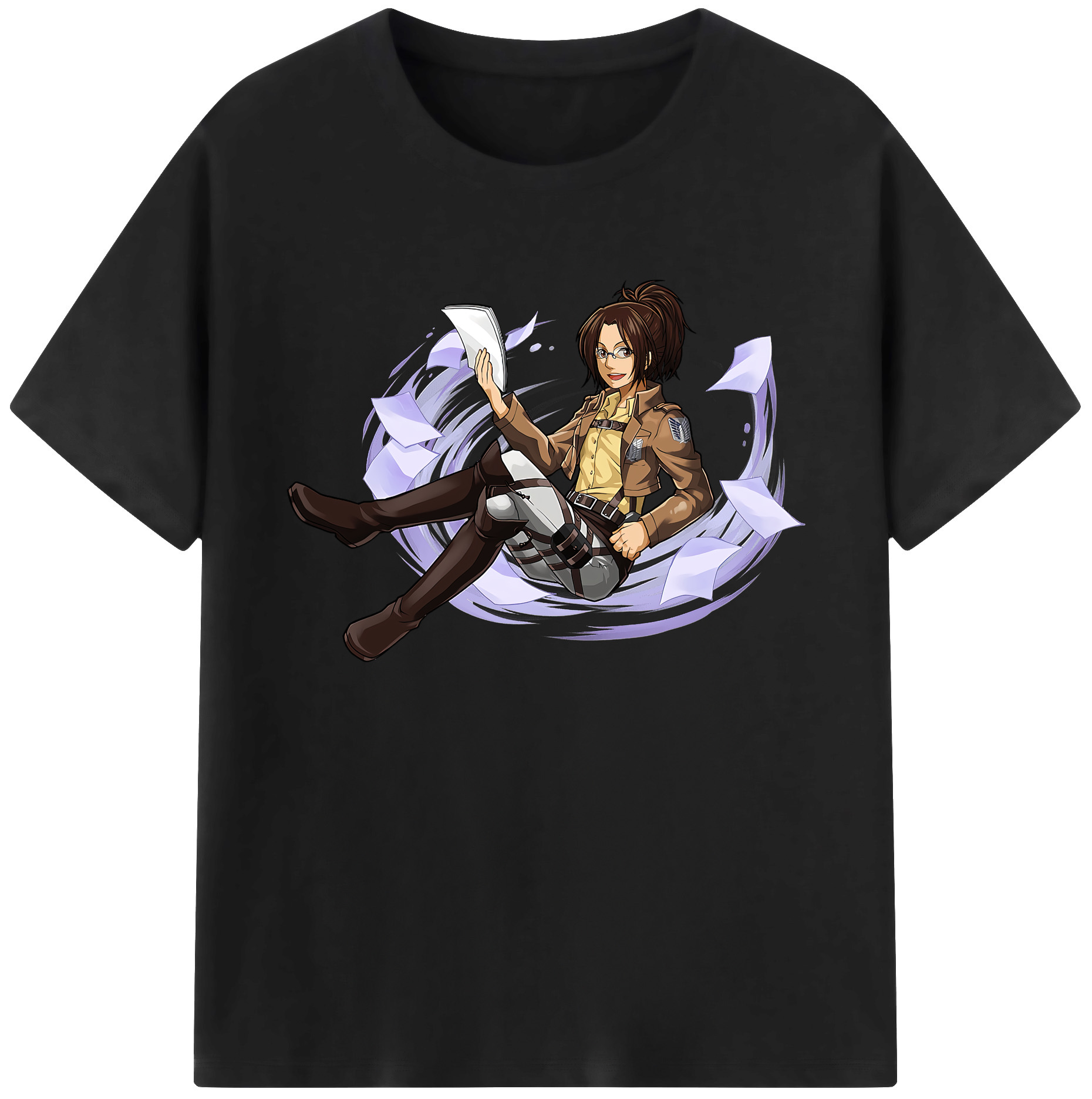 （画像用） 進撃の巨人 ハンジ·ゾエ Attack on Titan Hanji Zoe 綿100％ メンズ半袖Tシャツ｜肌触りやわらか＆通気性