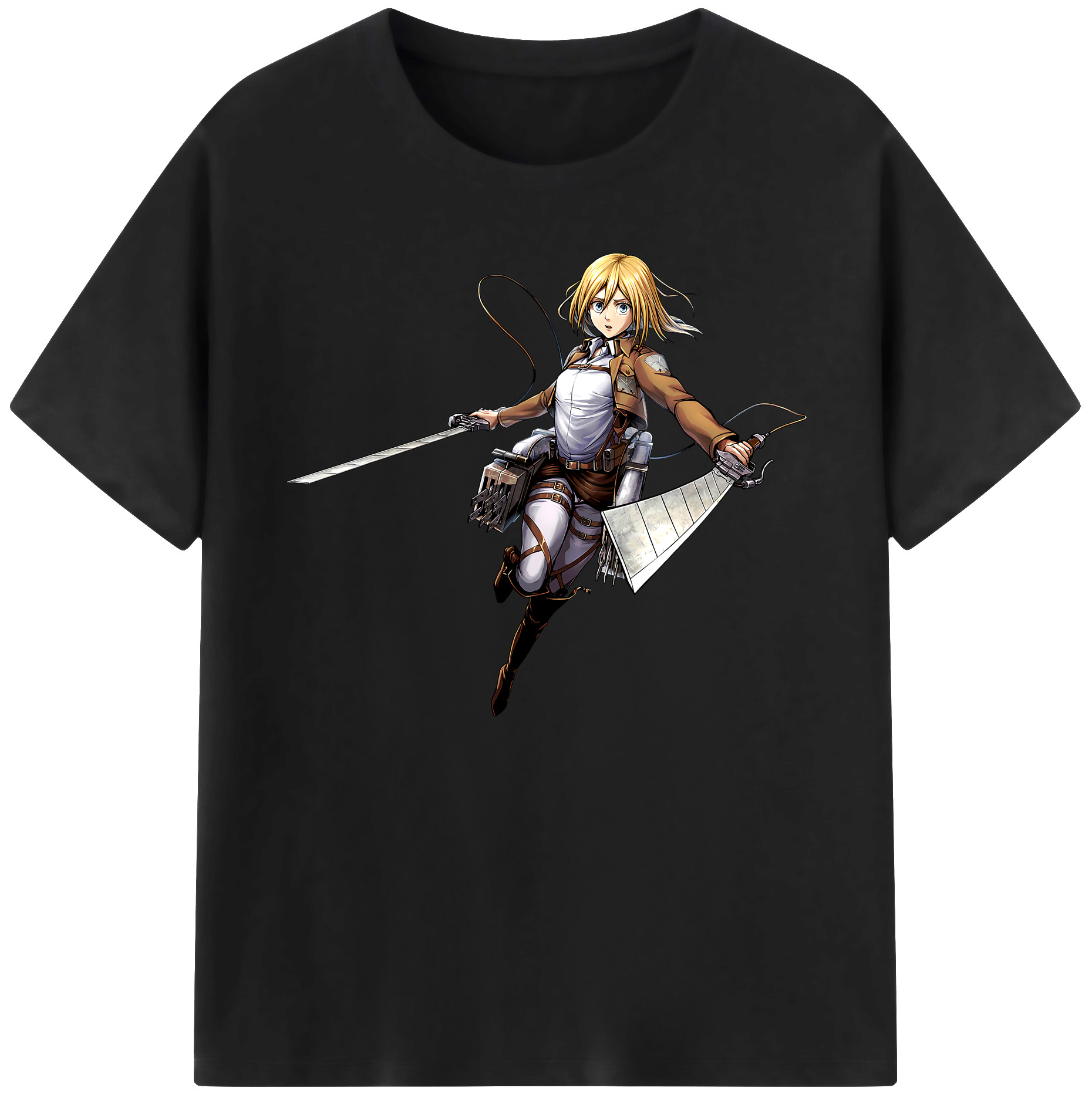 （画像用） 進撃の巨人 クリスタ·レンズ Attack on Titan Christa Lenz 綿100％ メンズ半袖Tシャツ｜肌触りやわらか＆通気性