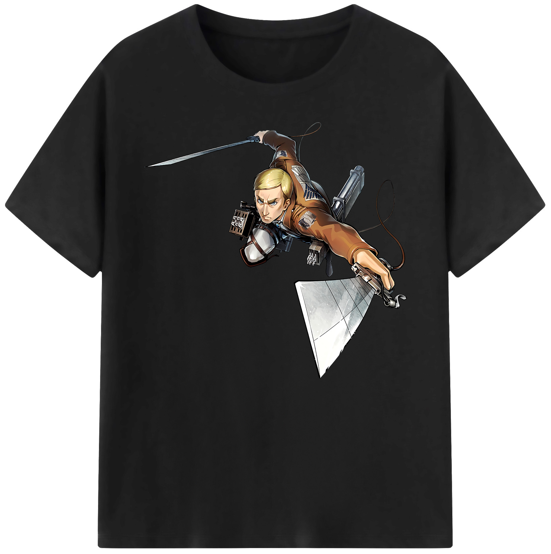 （画像用） 進撃の巨人 エルヴィン・スミス Attack on Titan Erwin Smith 綿100％ メンズ半袖Tシャツ｜肌触りやわらか＆通気性