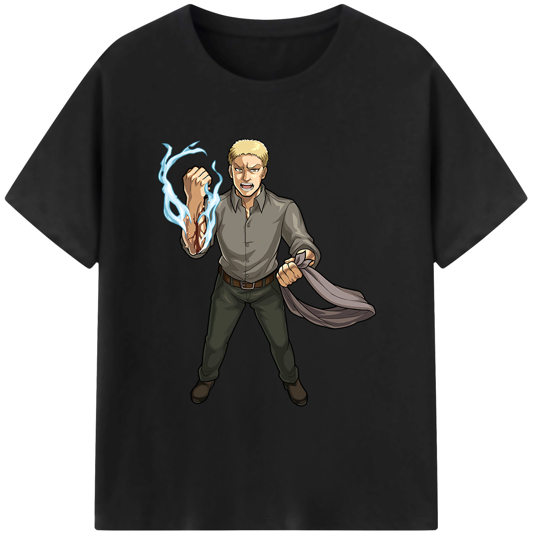 （画像用） 進撃の巨人 ライナー・ブラウン Attack on Titan Reiner Braun 綿100％ メンズ半袖Tシャツ｜肌触りやわらか＆通気性