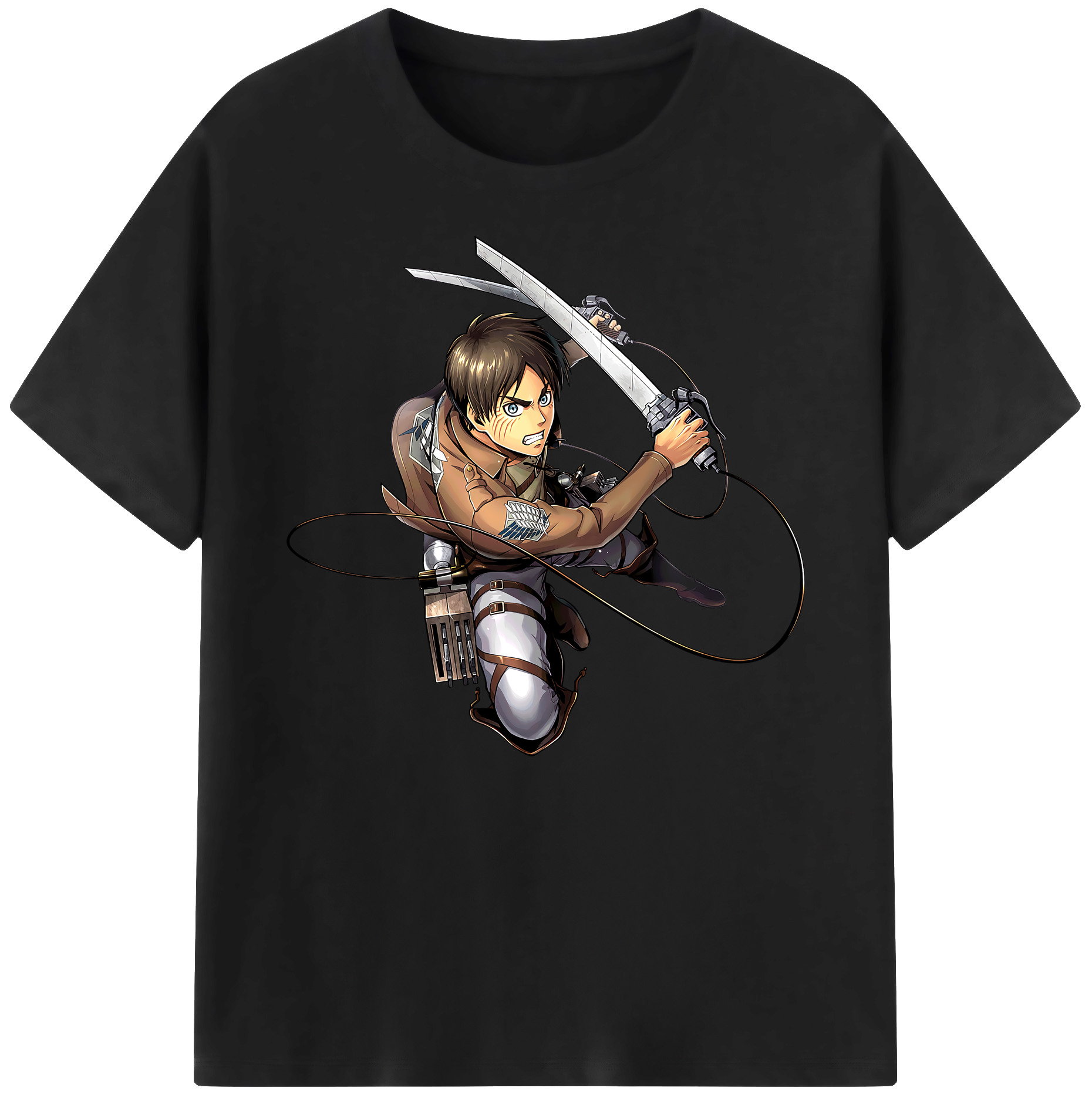 （画像用） 進撃の巨人 エレン･イェーガー Attack on Titan Eren Jäger 綿100％ メンズ半袖Tシャツ｜肌触りやわらか＆通気性