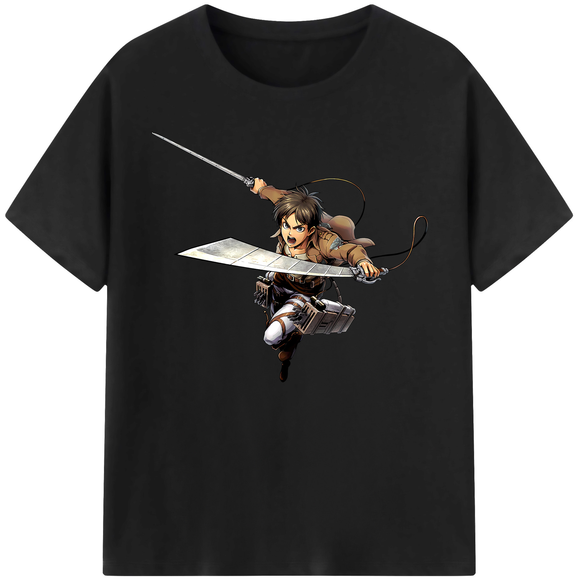 （画像用） 進撃の巨人 エレン･イェーガー Attack on Titan Eren Jäger 綿100％ メンズ半袖Tシャツ｜肌触りやわらか＆通気性